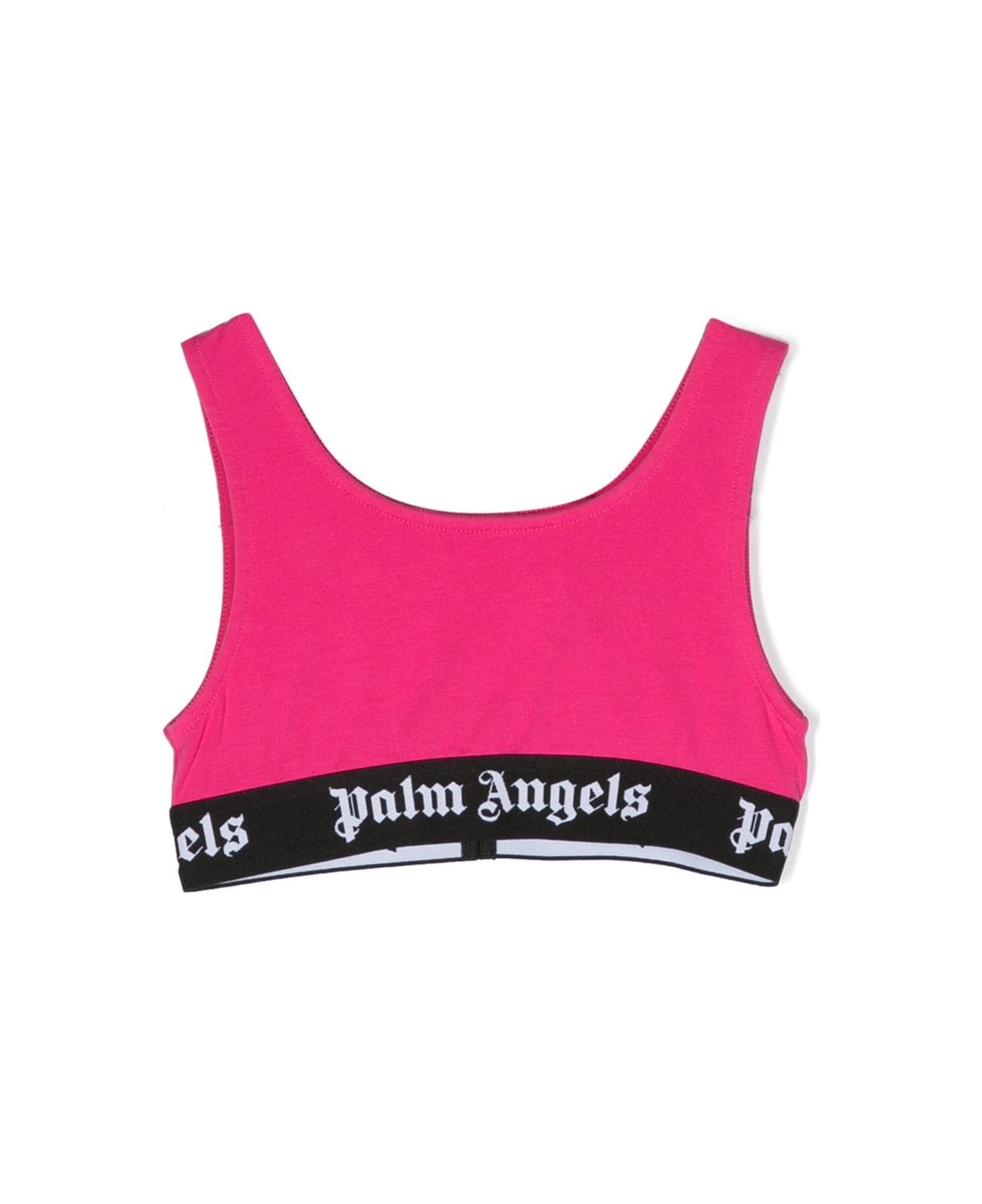 Palm Angels Fuchsia Top With Black Logo Band - Pink