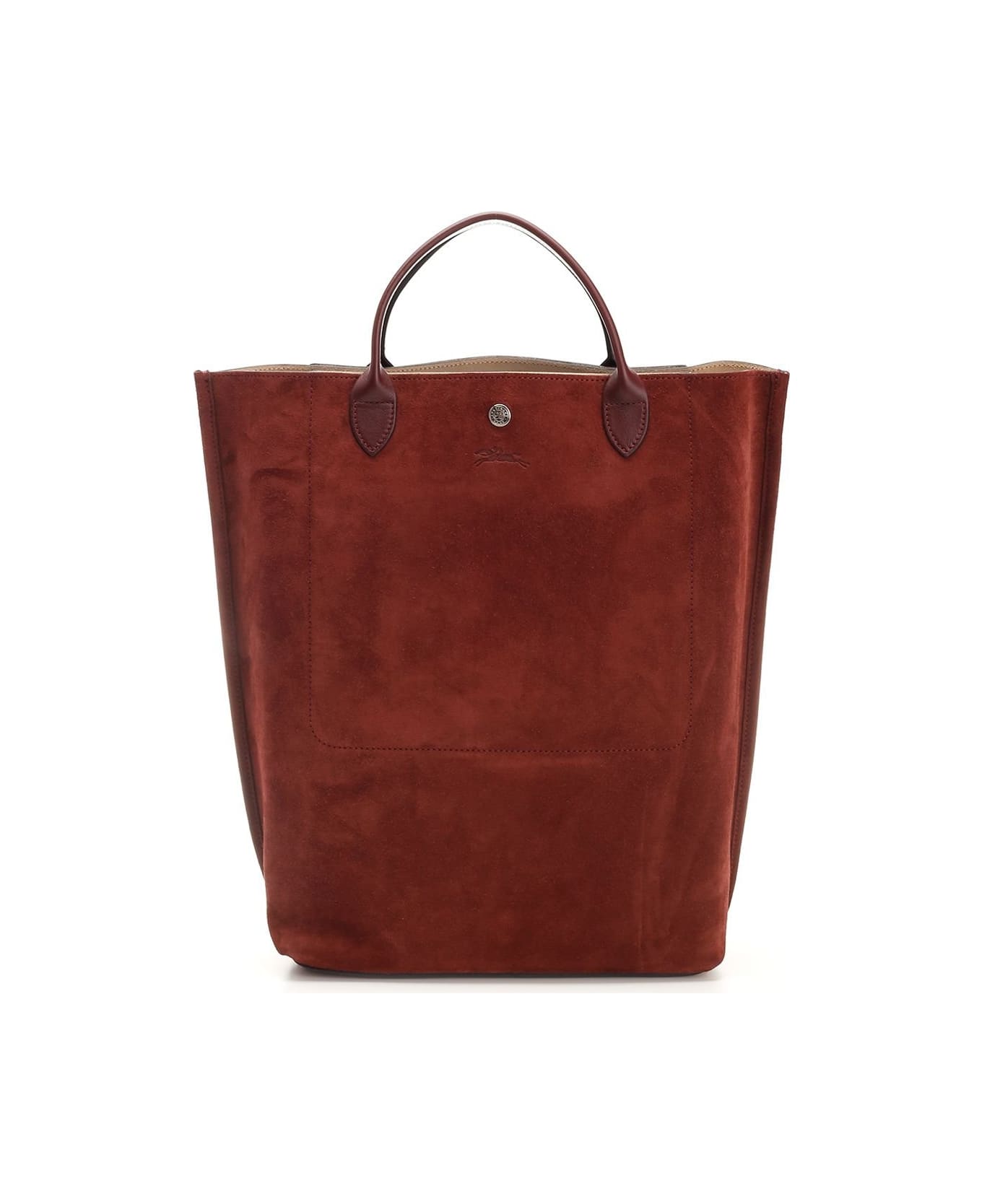 Longchamp M Cabas Logo Embossed Tote Bag - Burgundy