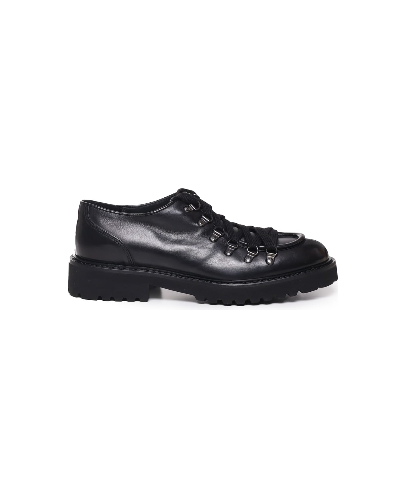 Doucal's Calfskin Lace-up Shoes - Black ローファー＆デッキシューズ