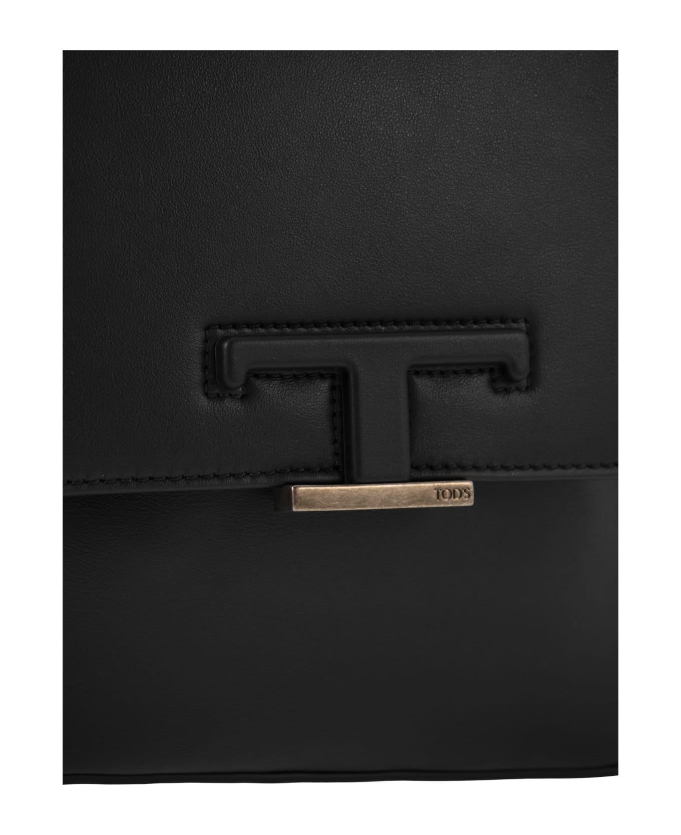 Tod's T Timeless Leather Shoulder Strap - Black