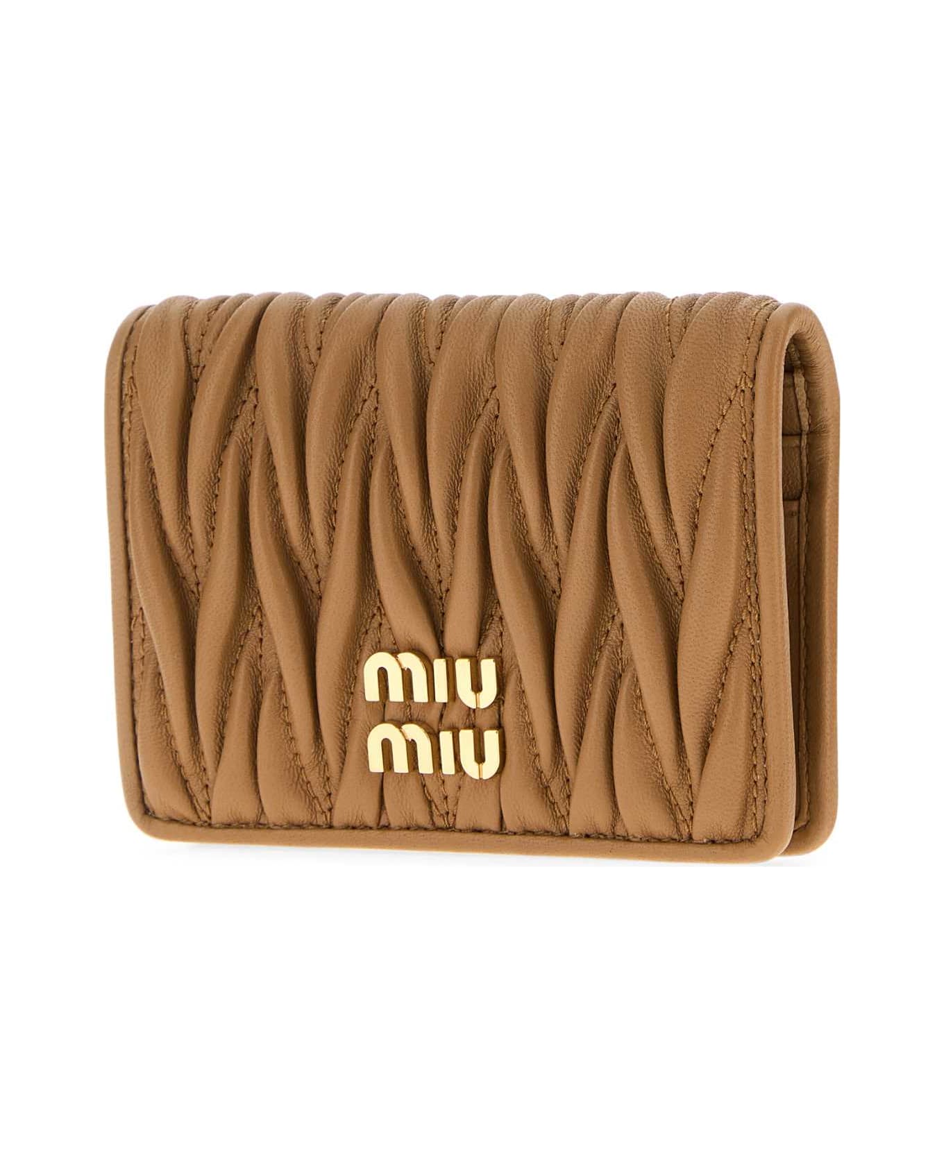 Miu Miu Camel Nappa Leather Card Holder - CARAMEL