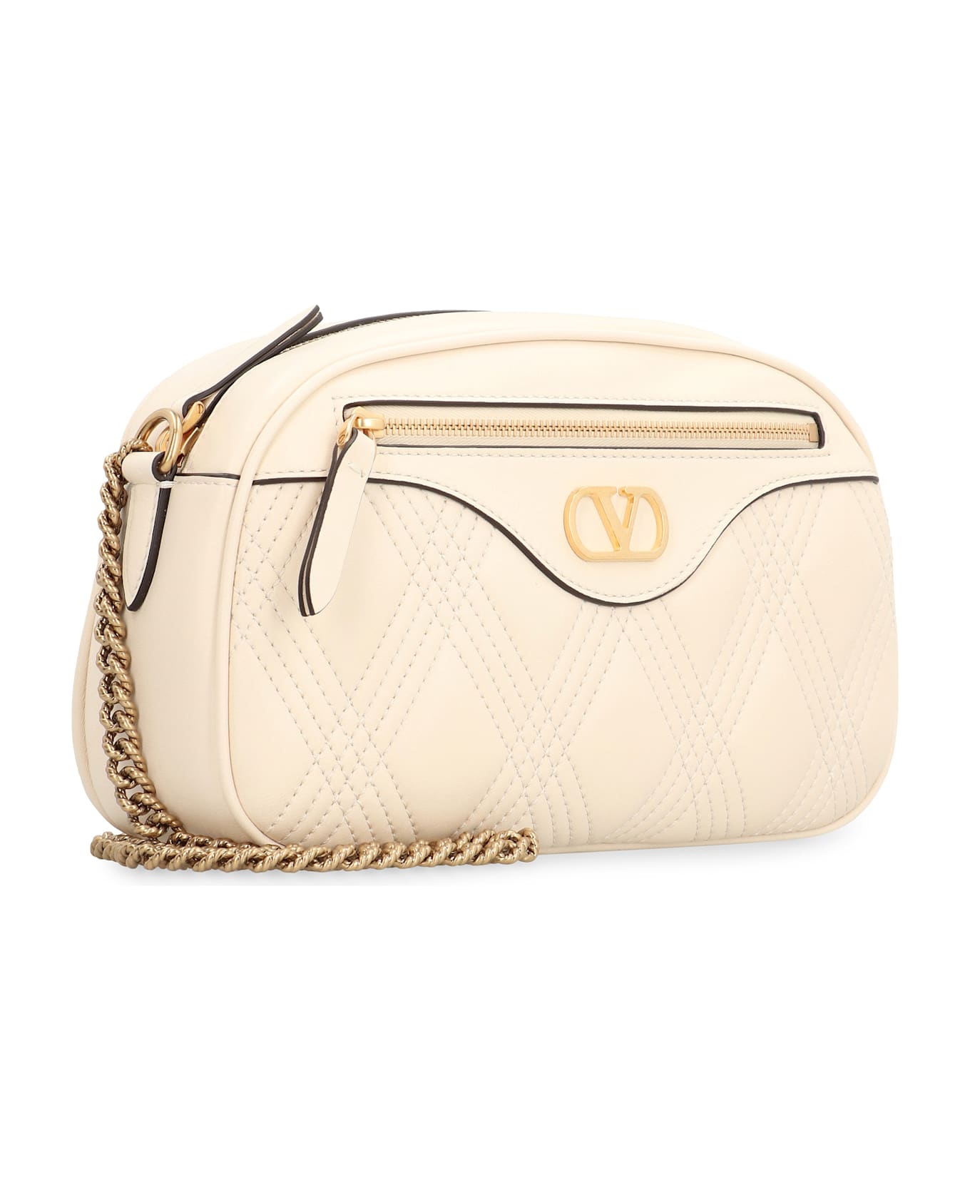 Valentino Garavani Quiltie 67 Leather Shoulder Bag - Ivory