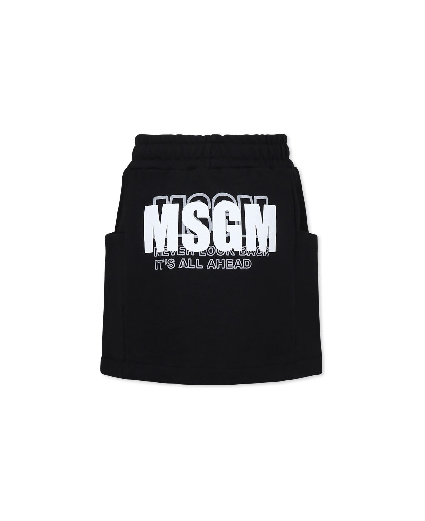 MSGM Black Skirt For Girl With Logo - Black