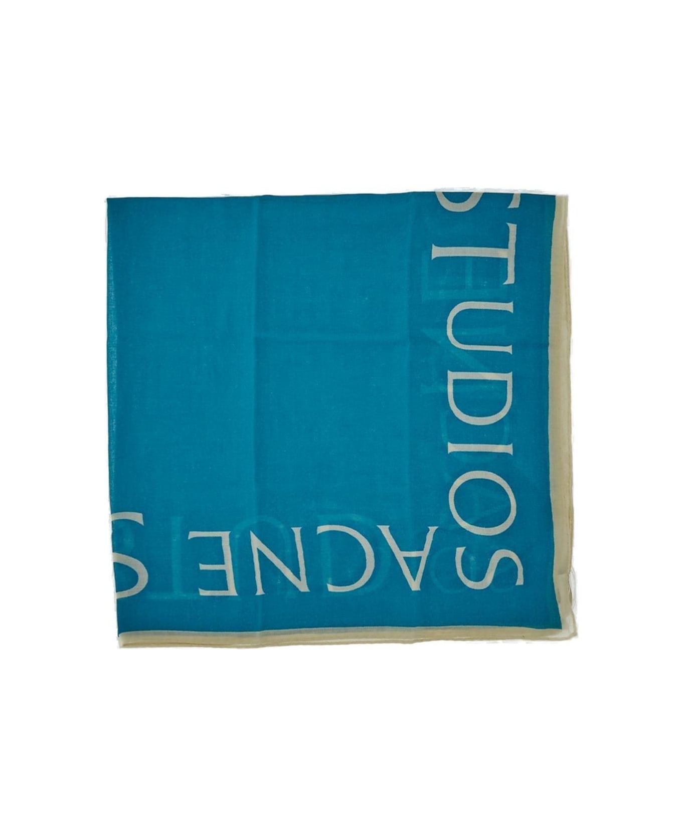 Acne Studios Logo Printed Knit Scarf - Blue
