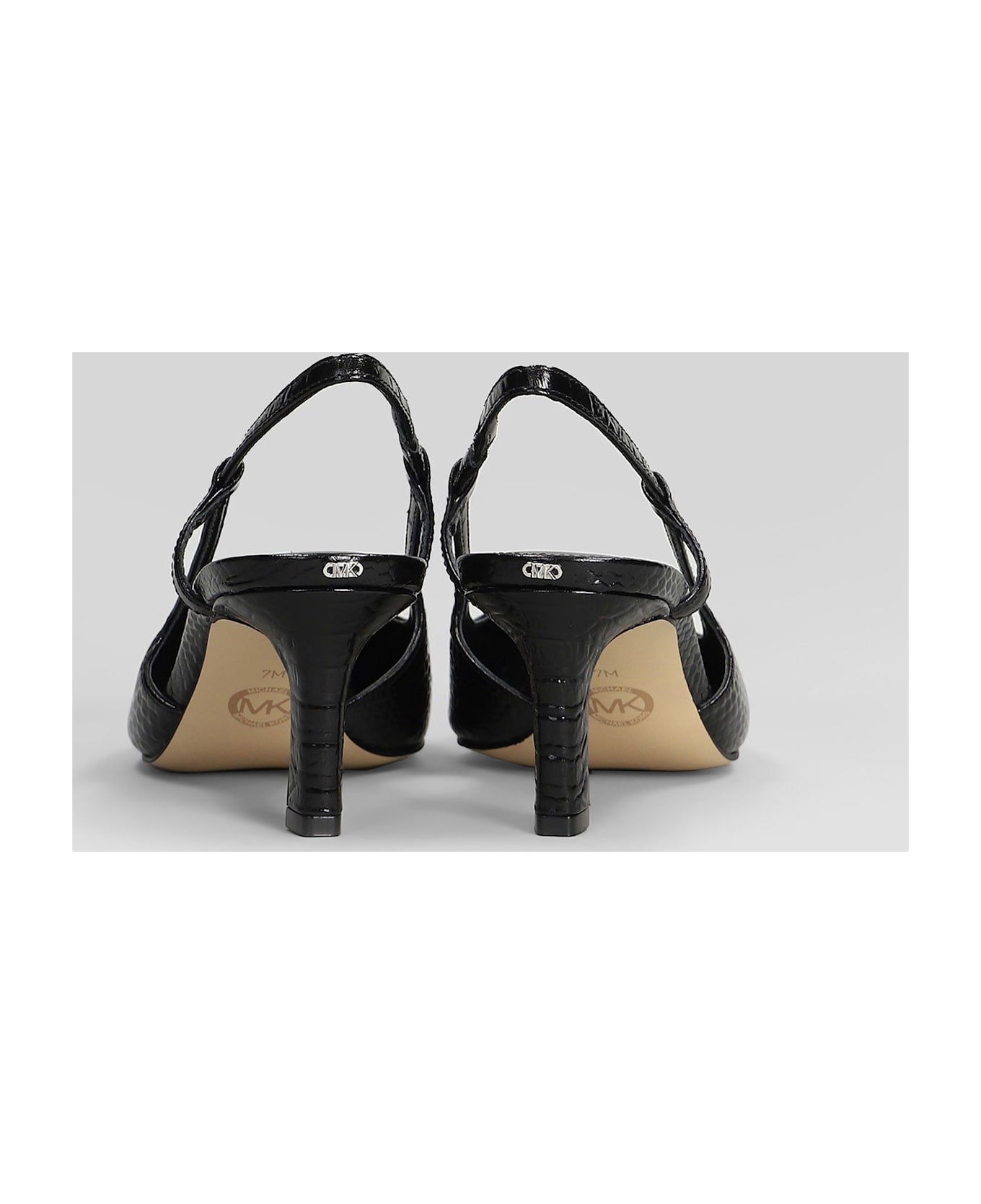 Michael Kors Alora Mid Sling Pumps In Black Leather - black