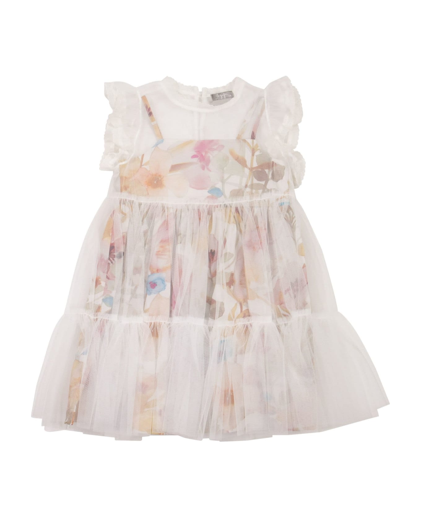 Il Gufo Tulle Dress With Flowers - White