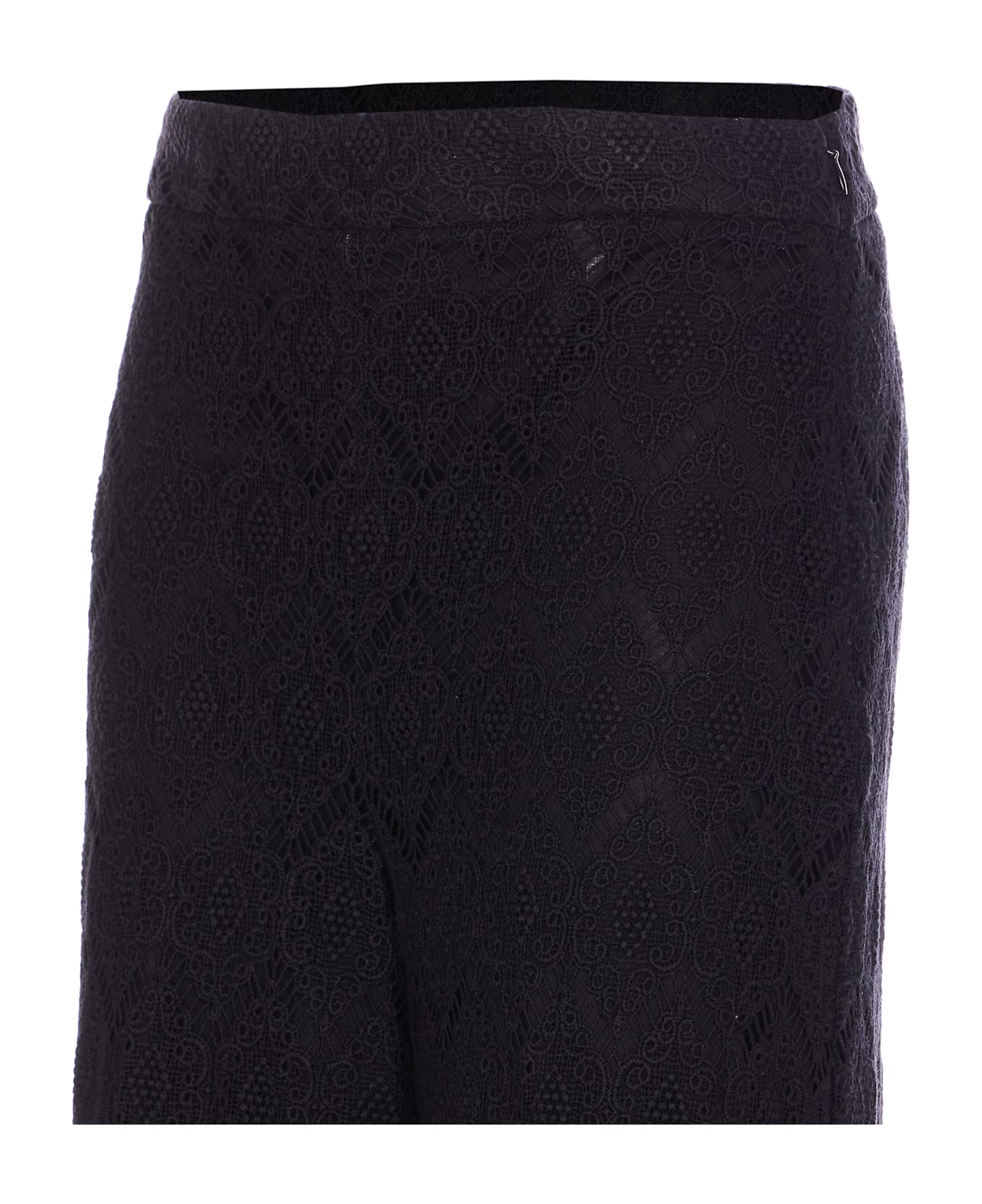 TwinSet Wide Leg Macrame
 Pants - Black