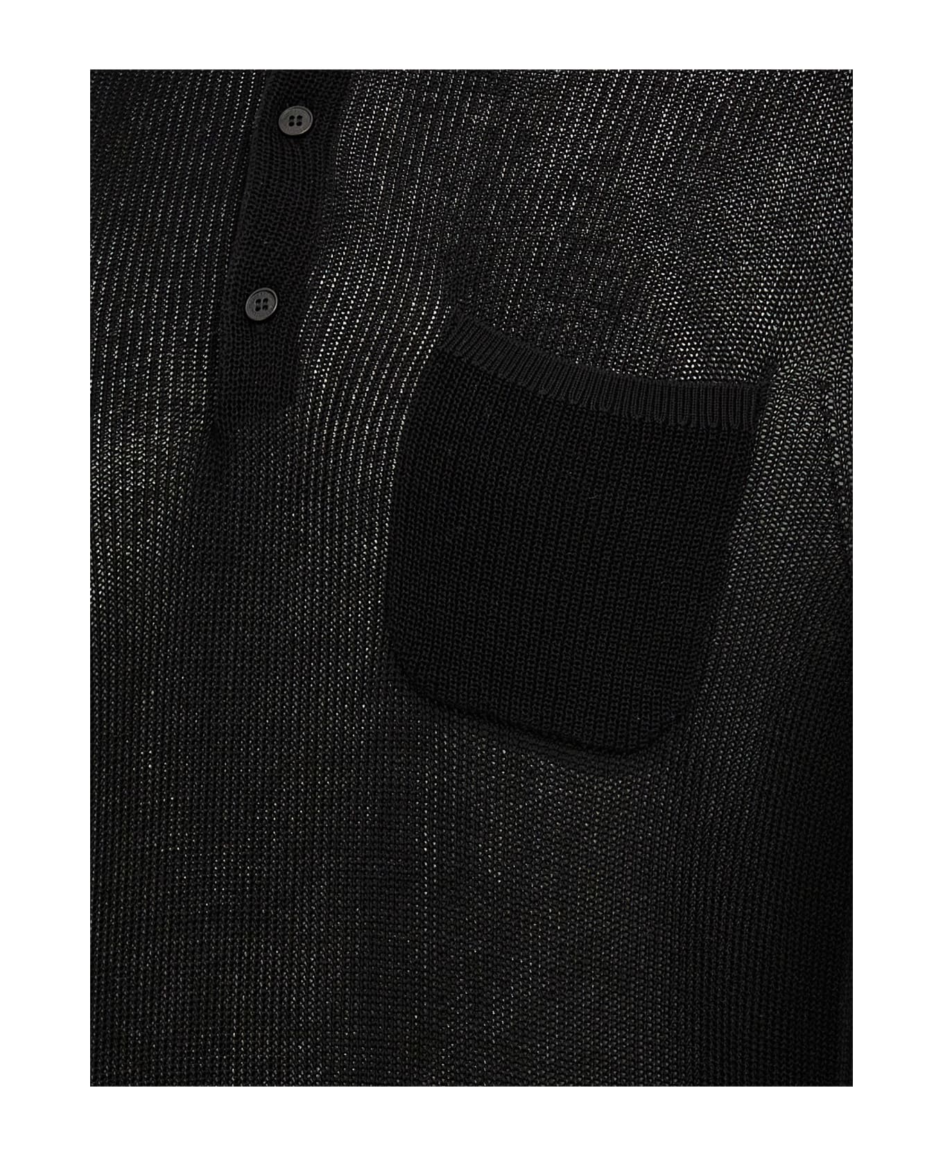 Ballantyne Cotton Knit Polo Shirt - Black   ポロシャツ