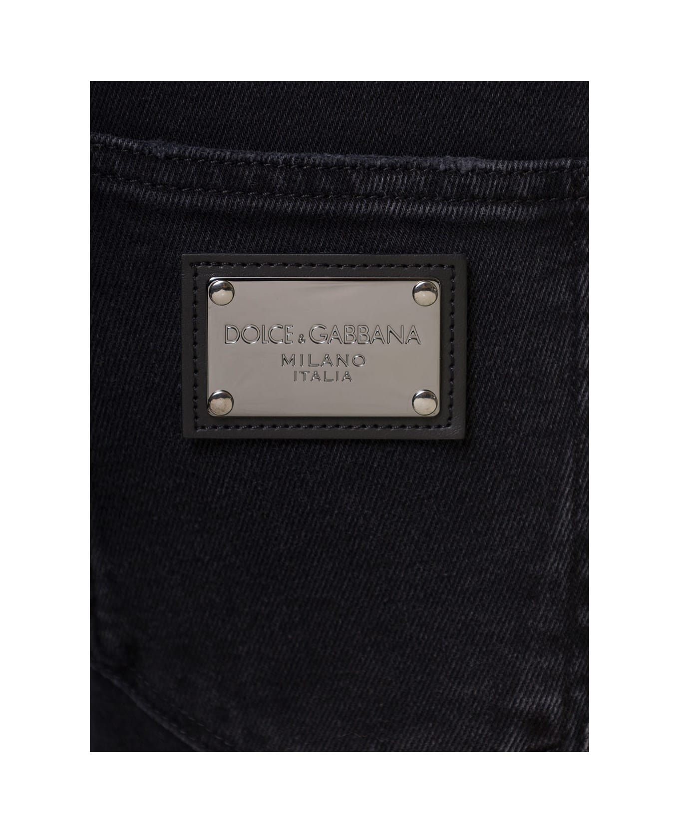 Dolce & Gabbana Black Wash Slim Cargo Pants In Cotton Denim Man Dolce & Gabbana - Grey