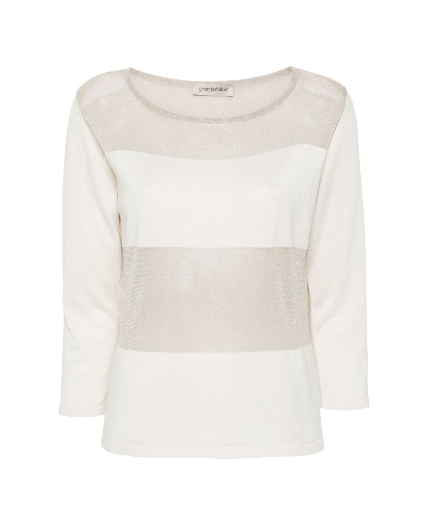 Gentry Portofino Down Shoulder V Neck Sweater - Milk God