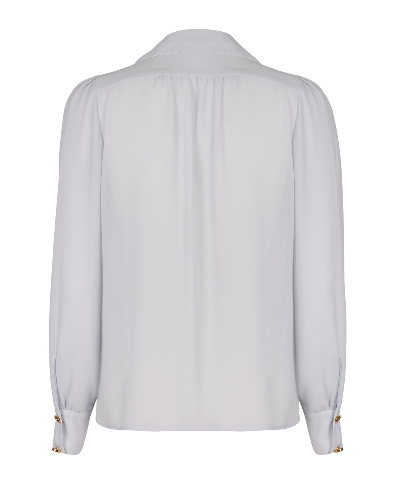 Elisabetta Franchi Shirt In Georgette With Necklace - Light Blue