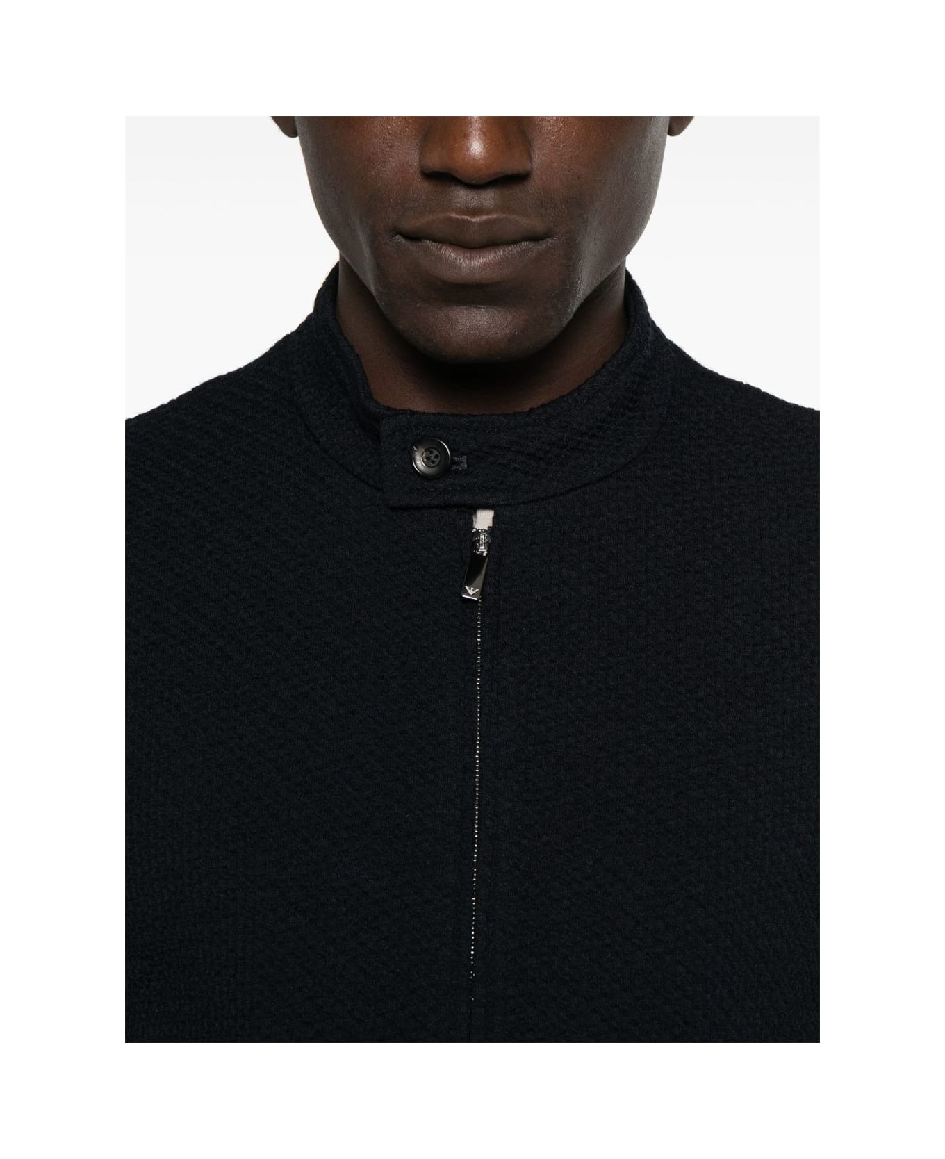 Emporio Armani Wool Blend Blouson Jacket - Blue