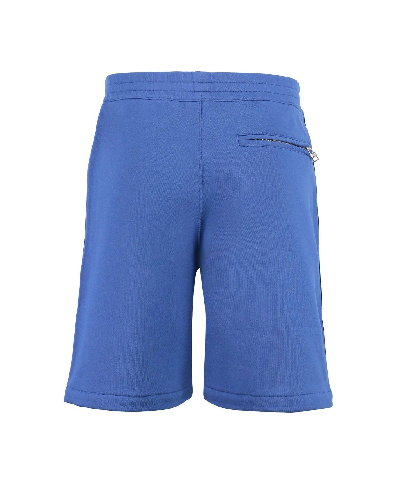 Alexander McQueen Logo-tape Elasticated Waistband Jersey Shorts - Blu