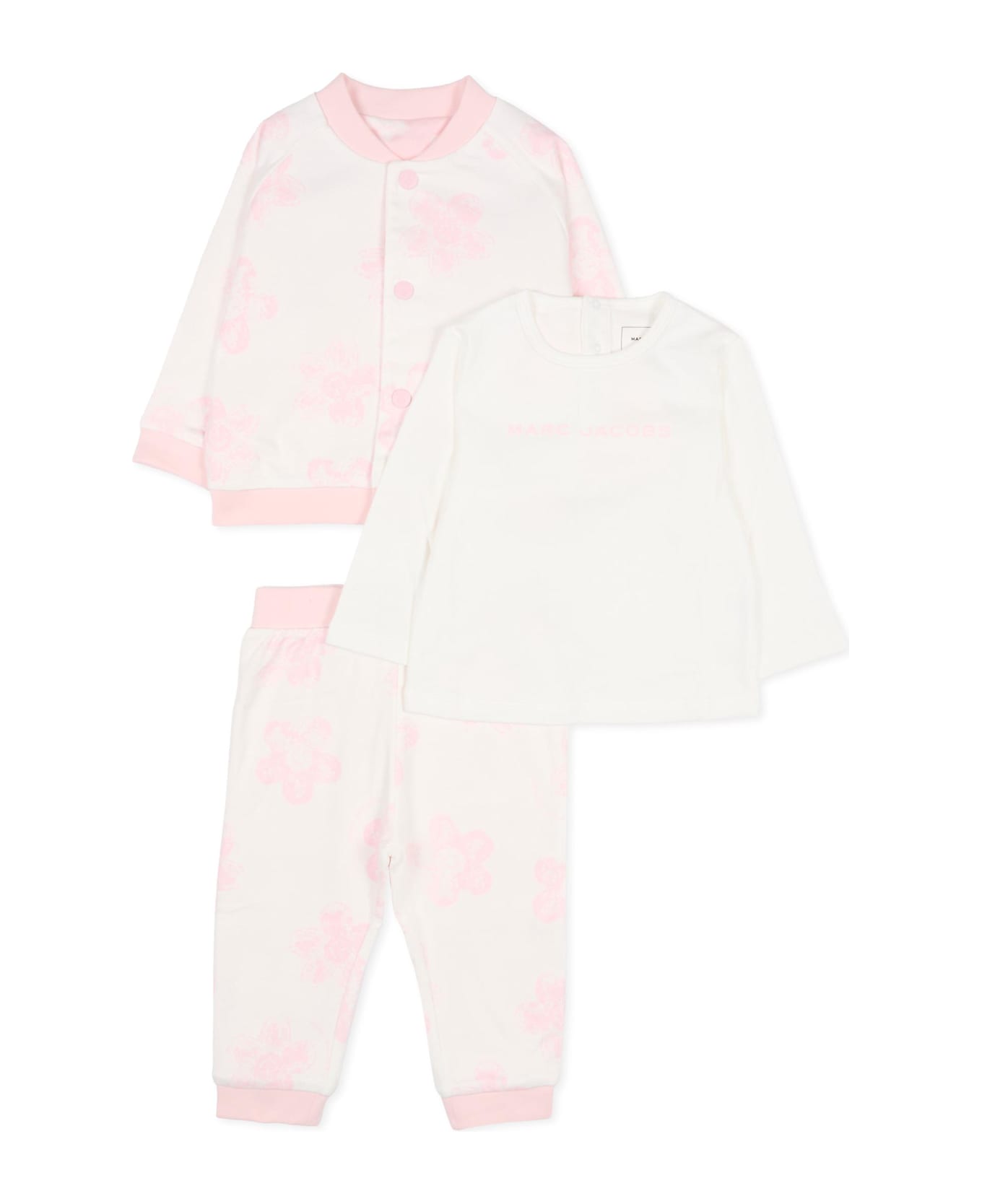 Marc Jacobs Pink Suit For Baby Girl With Flowers - Pink