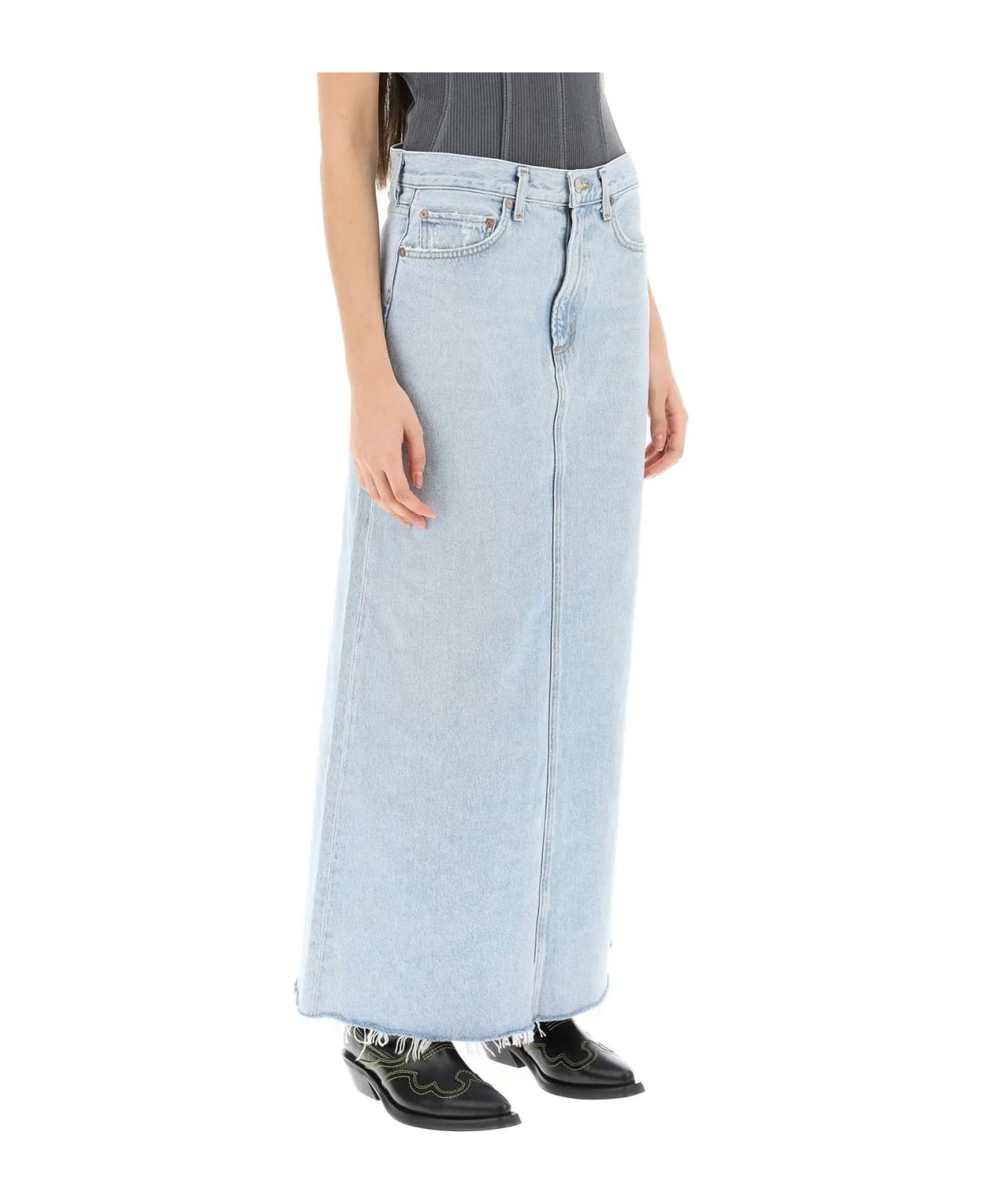 AGOLDE 'hilla' Long Denim Skirt - Prctc St Washed Azzurro