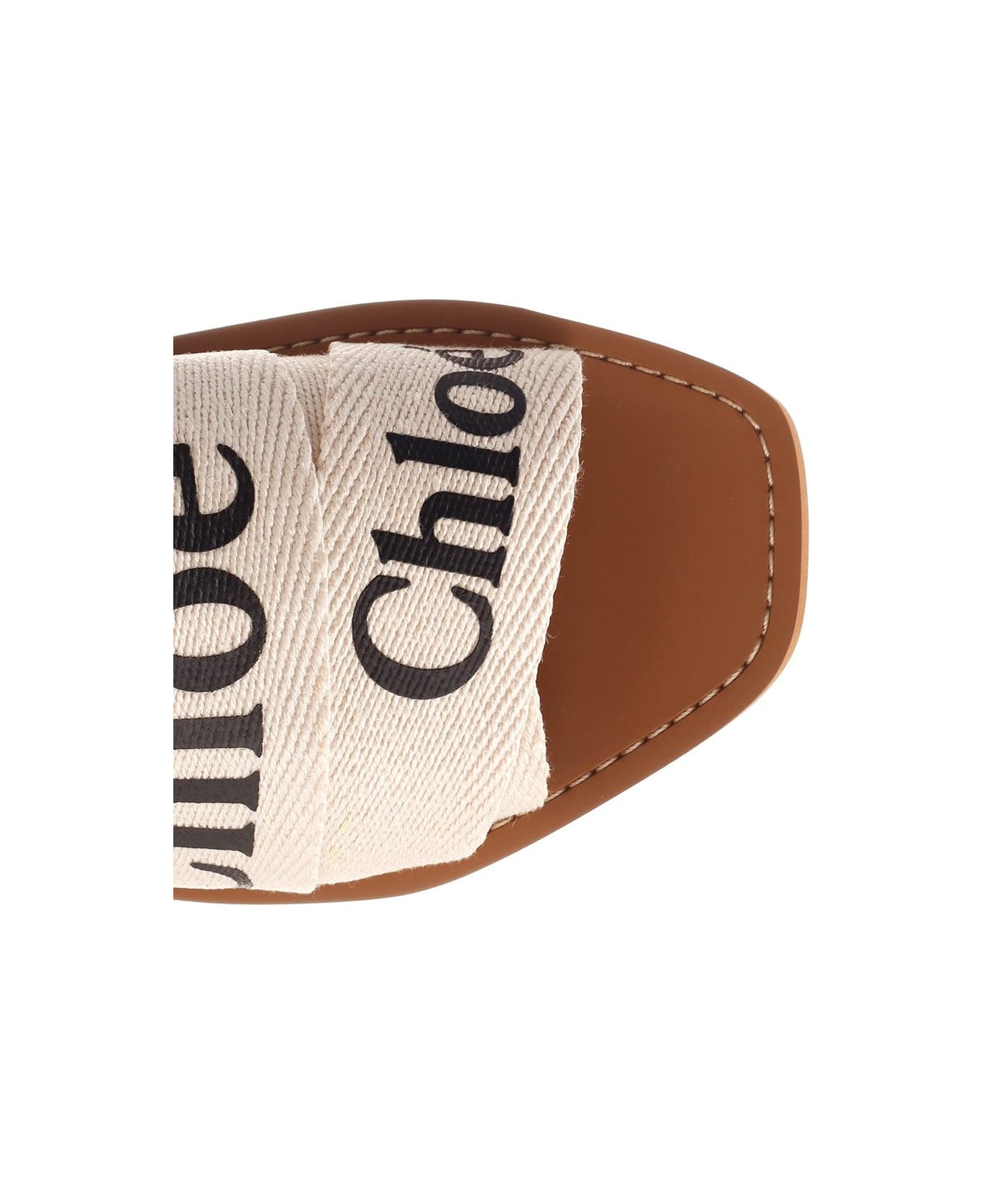 Chloé Ivory 'woody' Flat Sandal - Bianco
