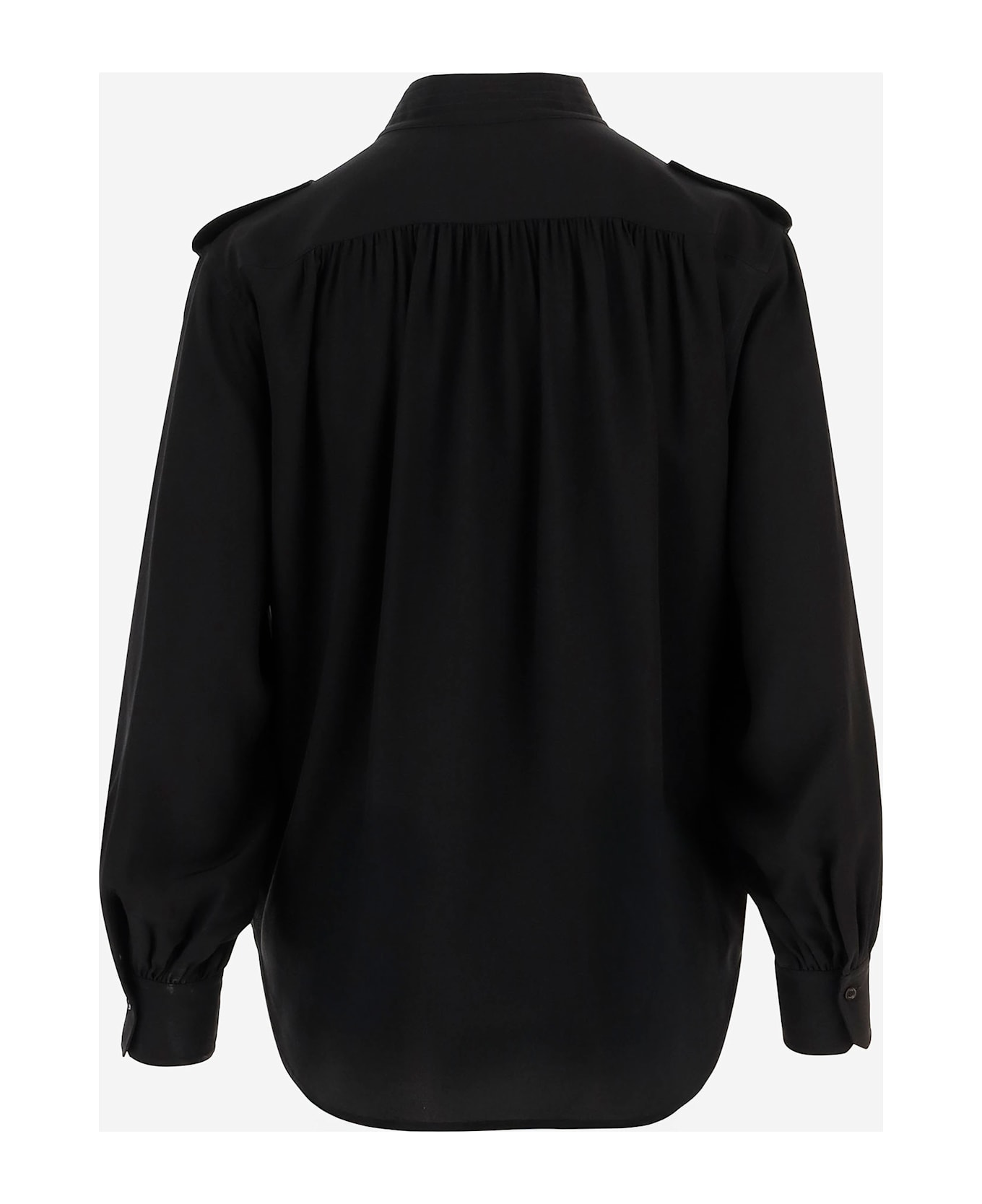 Chloé Pleated Silk Crepe Shirt - Black