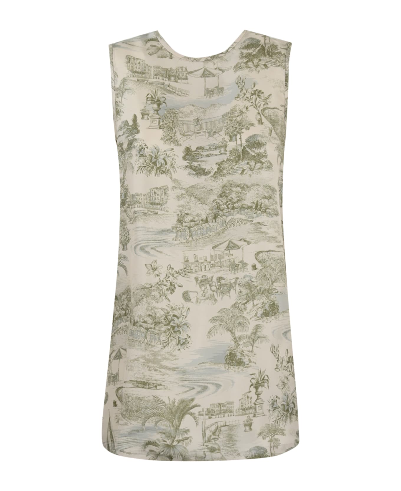Max Mara Studio Printed Silk Blouse - Nude/grigio