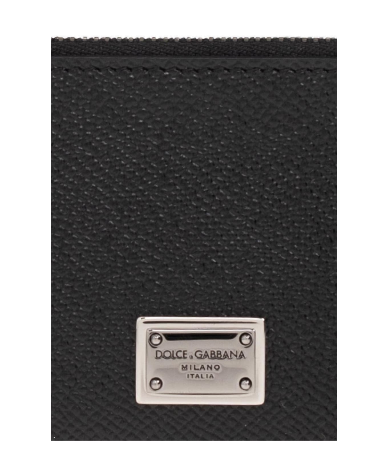 Dolce & Gabbana Logo Plaque Zipped Wallet - Nero