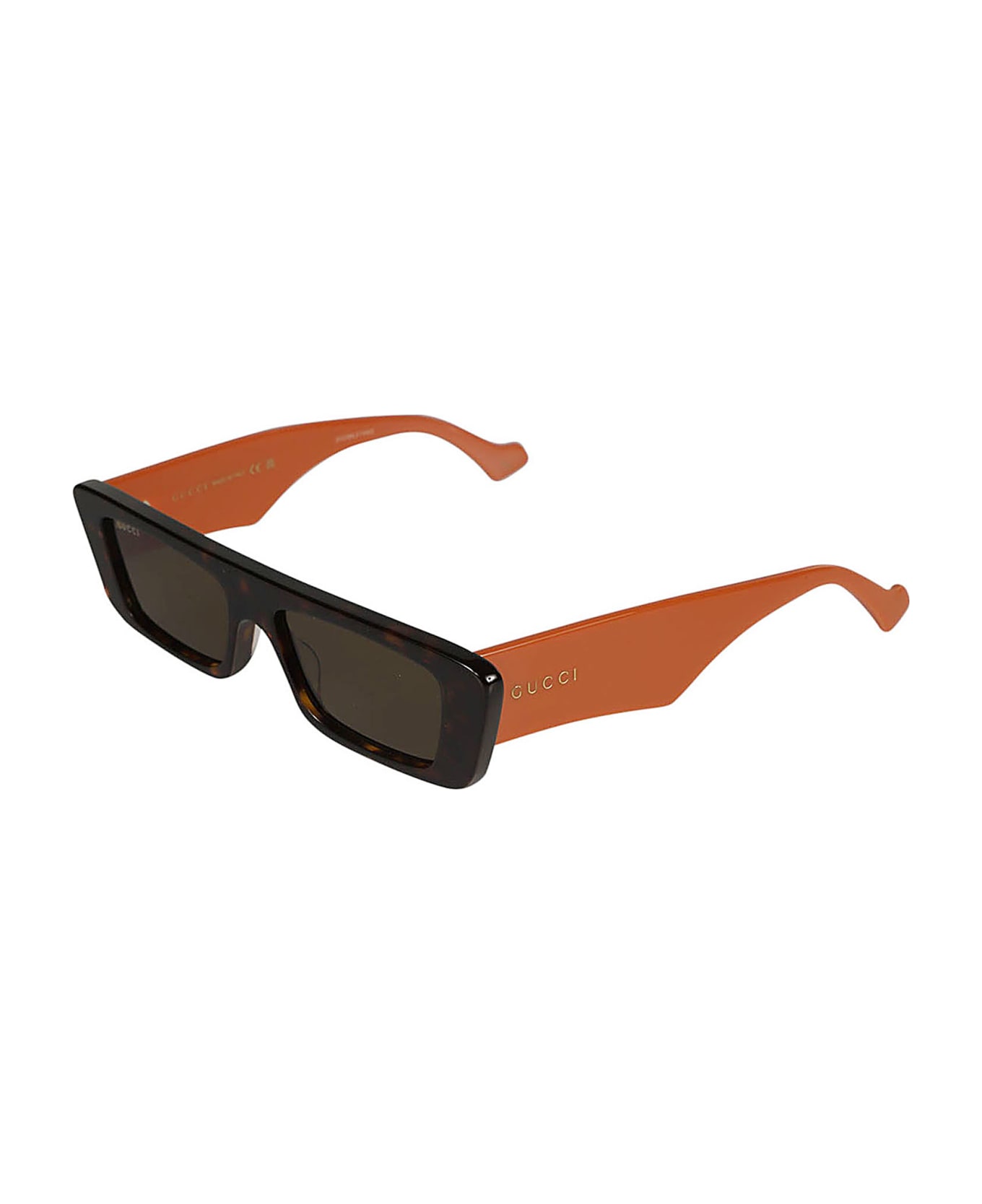 Gucci Eyewear Rectangle Flat Sunglasses - Orange/Brown サングラス