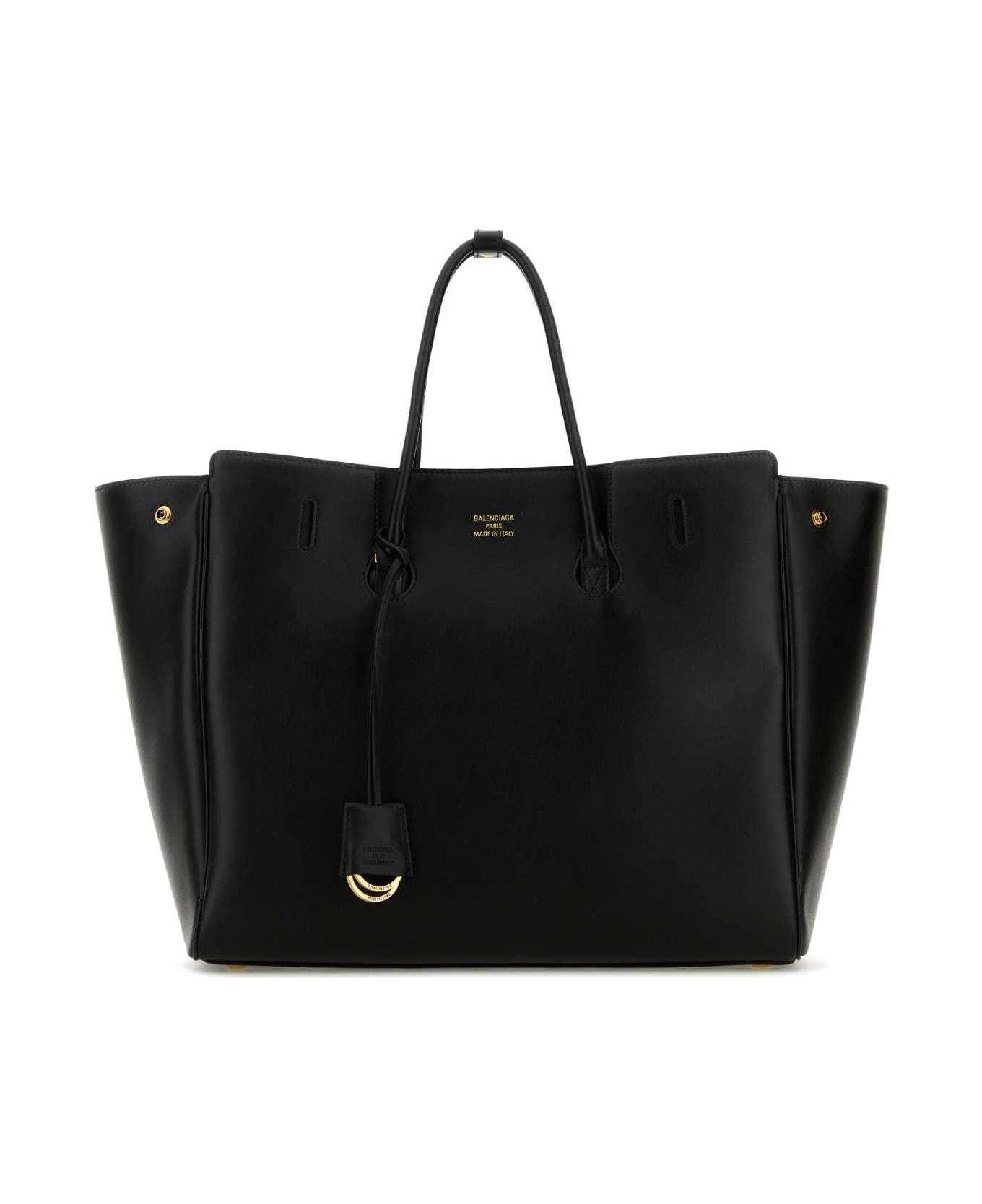 Black Leather Carry All Hampton Shopping Bag