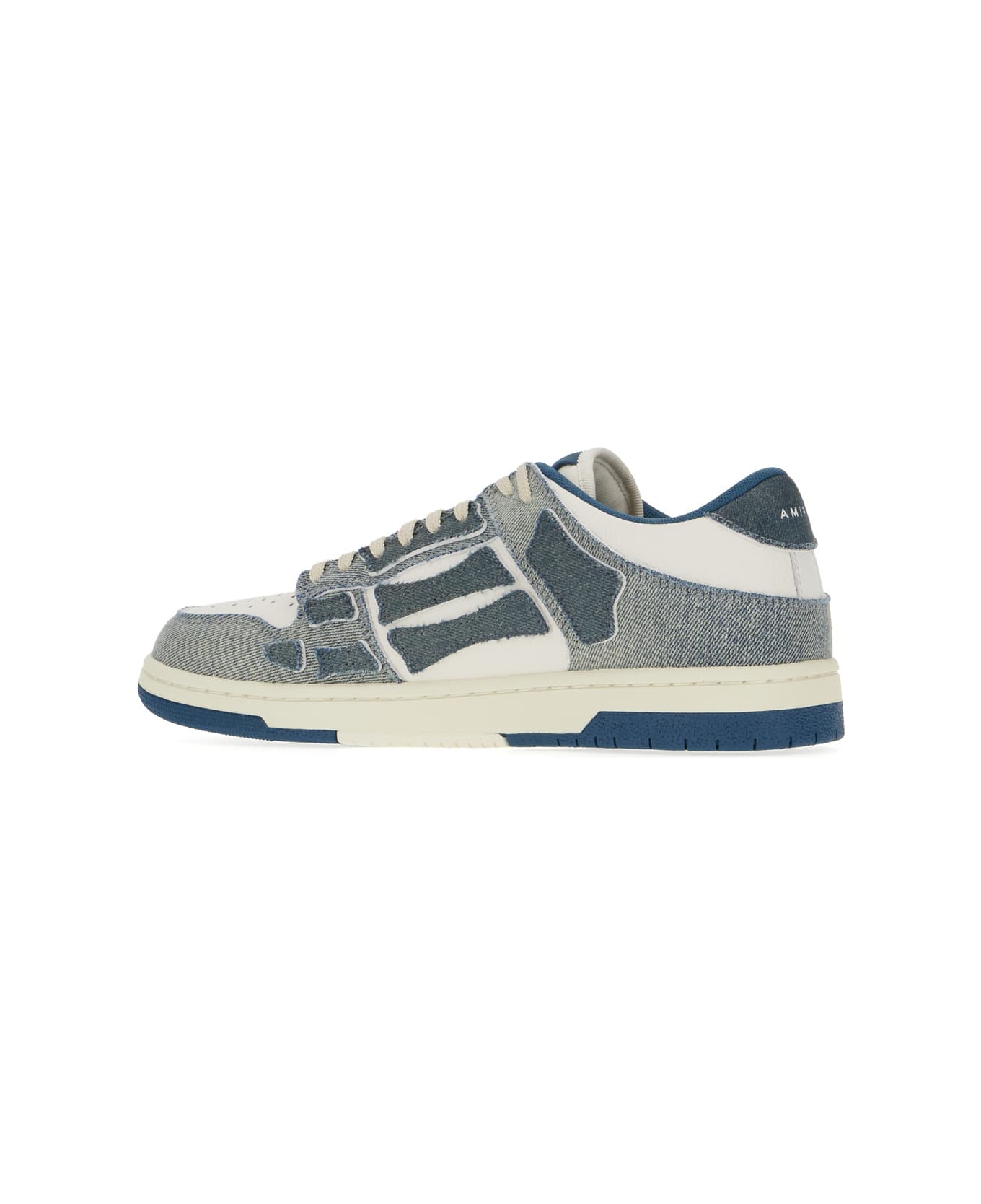 AMIRI Multicolor Leather And Denim Skel Top Sneakers - SLATE BLUE