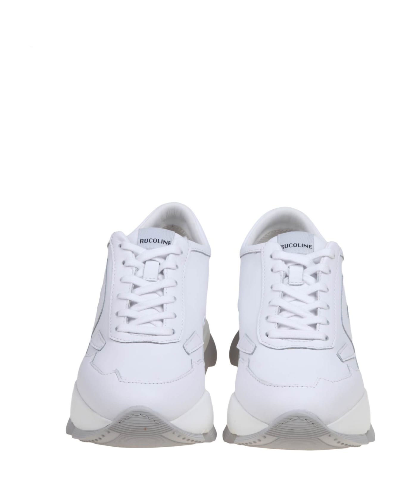 Ruco Line White Leather Sneakers - White / Gold