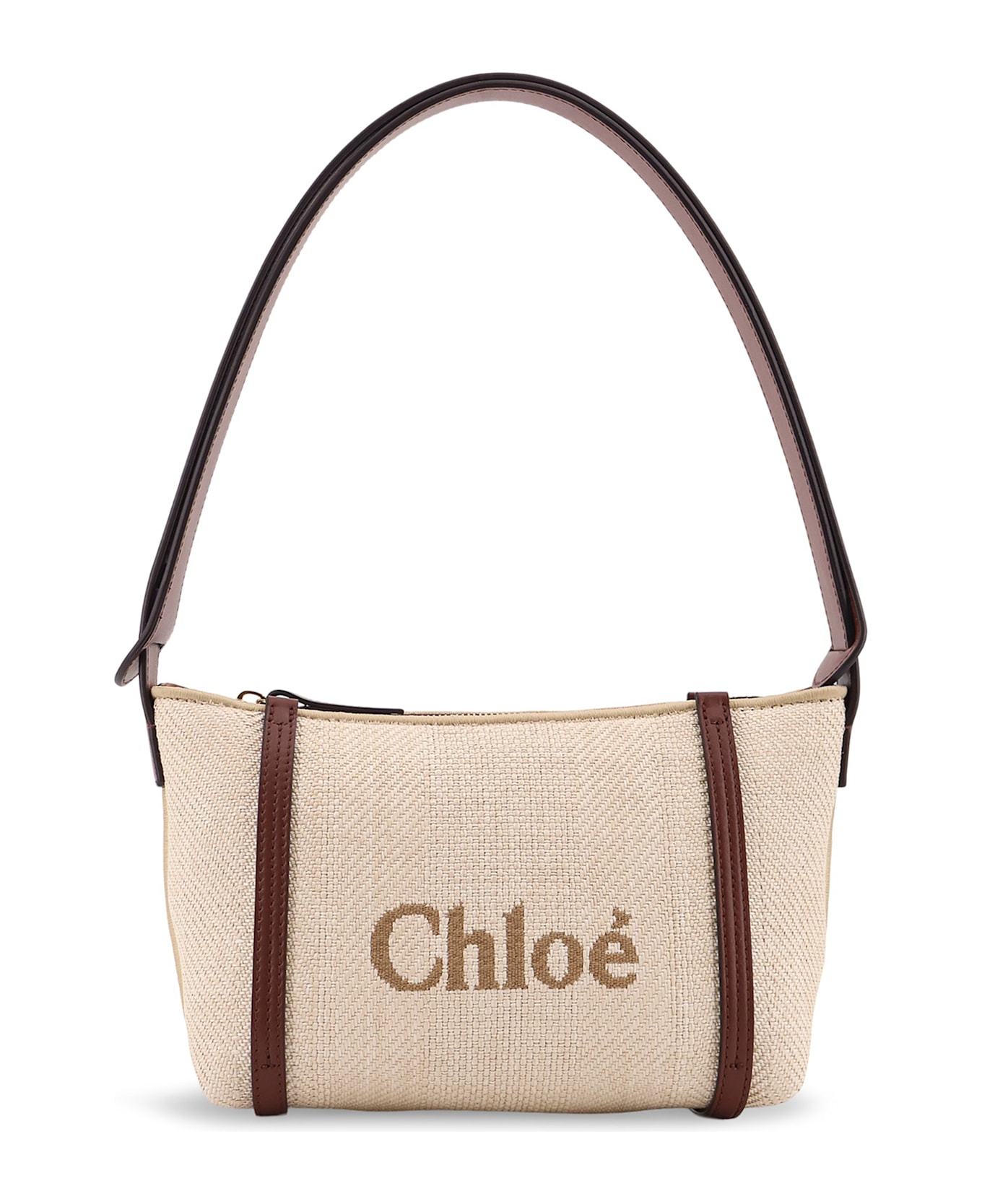 Chloé Chloè Carry Canvas Shoulder Bag With Logo Embroidery - Hot Sand