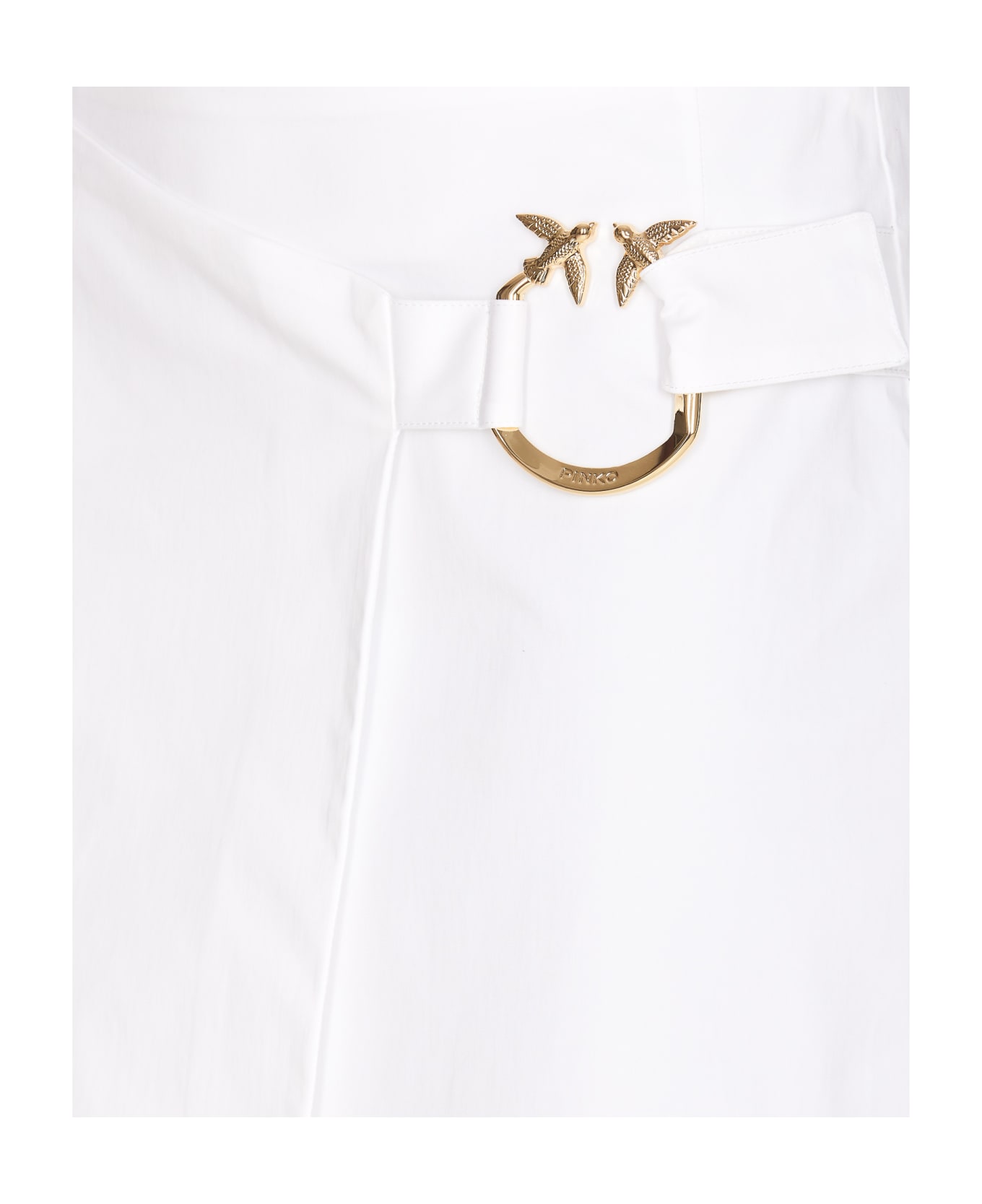Pinko Piercing Buckle Longuette Skirt - White スカート