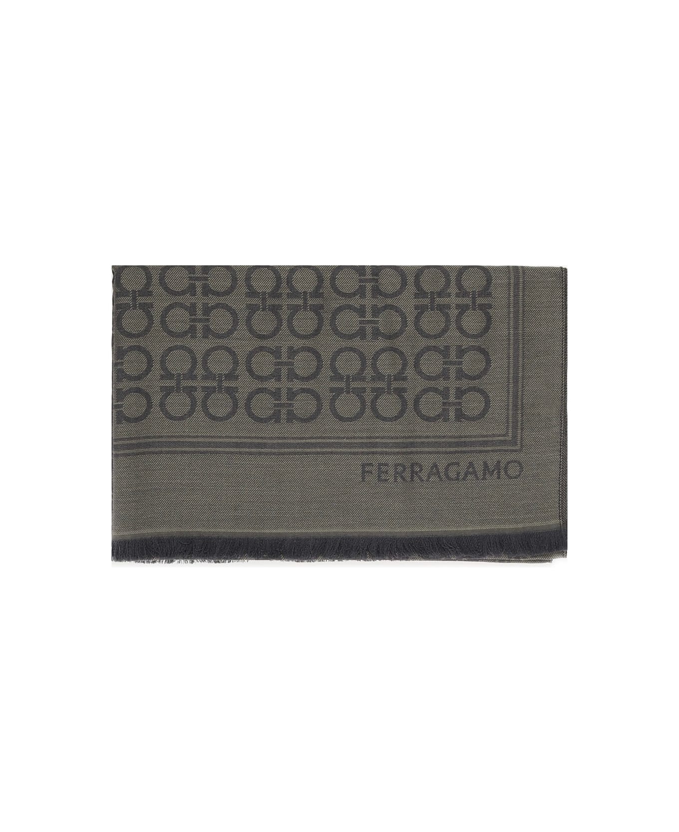 Ferragamo Gancini Square Stole - Olive green