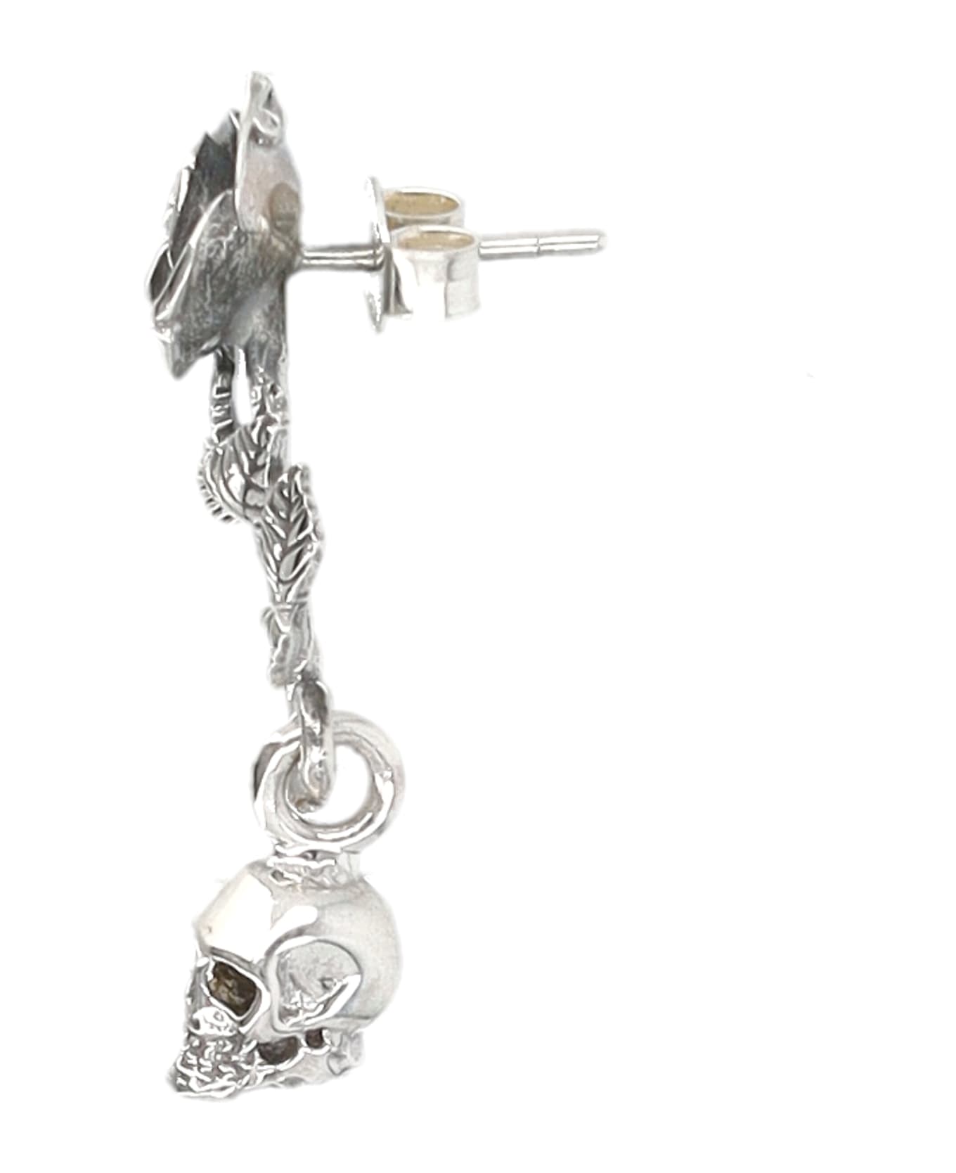 Emanuele Bicocchi Rose And Skull Earring - SILVER
