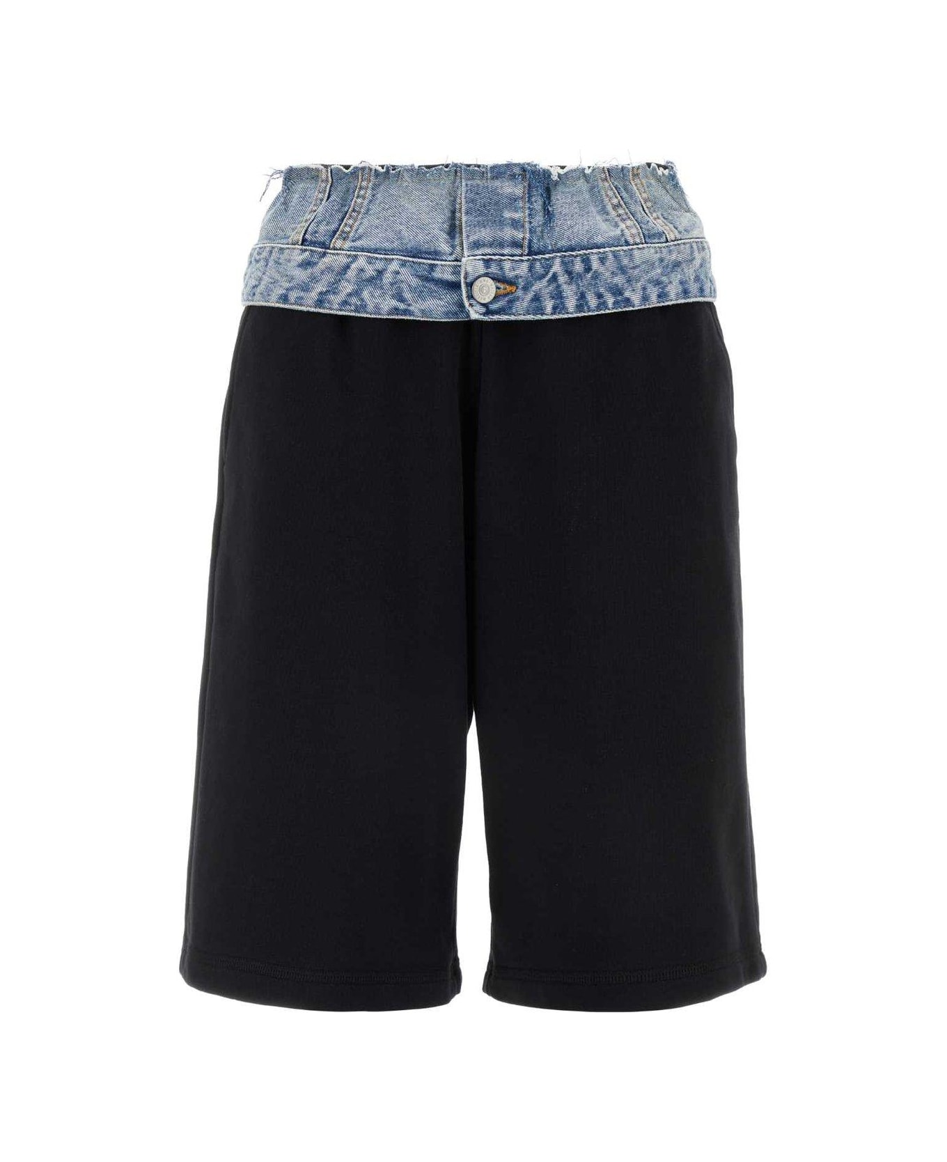 MM6 Maison Margiela Denim-waist Bermuda Shorts - BLACK/BLUE