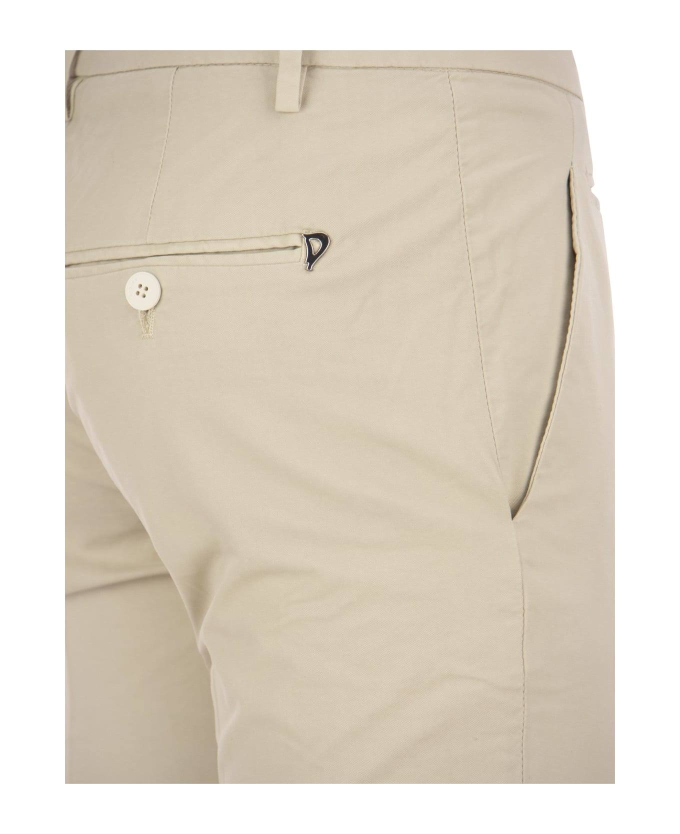 Dondup Perfect - Slim-fit Cotton Gabardine Trousers - Cream ボトムス