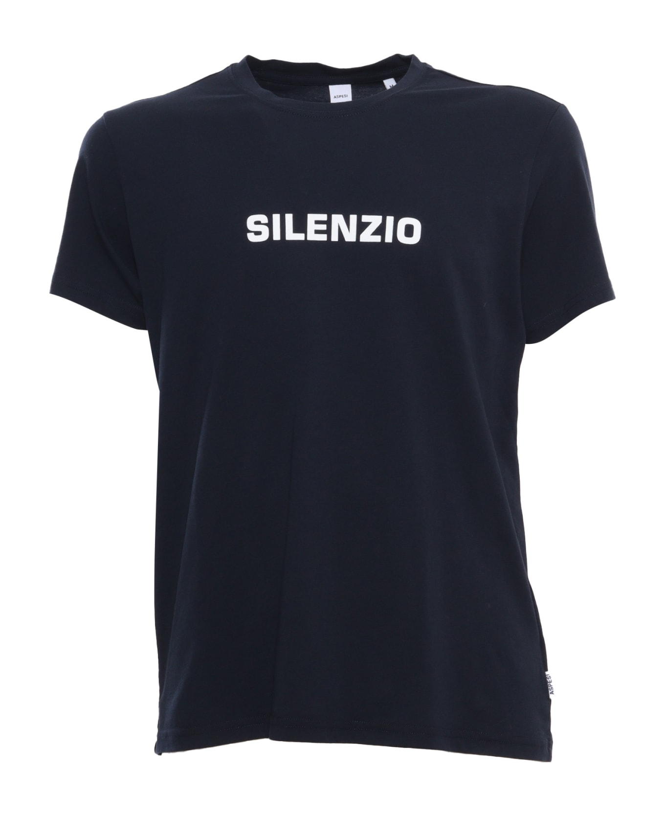 Aspesi Black T-shirt With Prints - BLUE