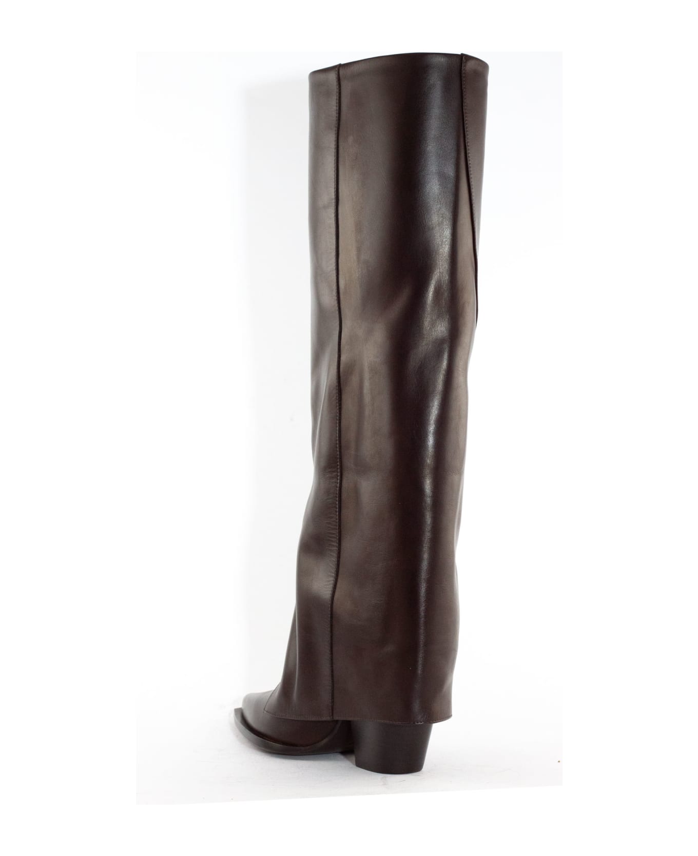 Elena Iachi Dark Brown Leather High Boot - Brown