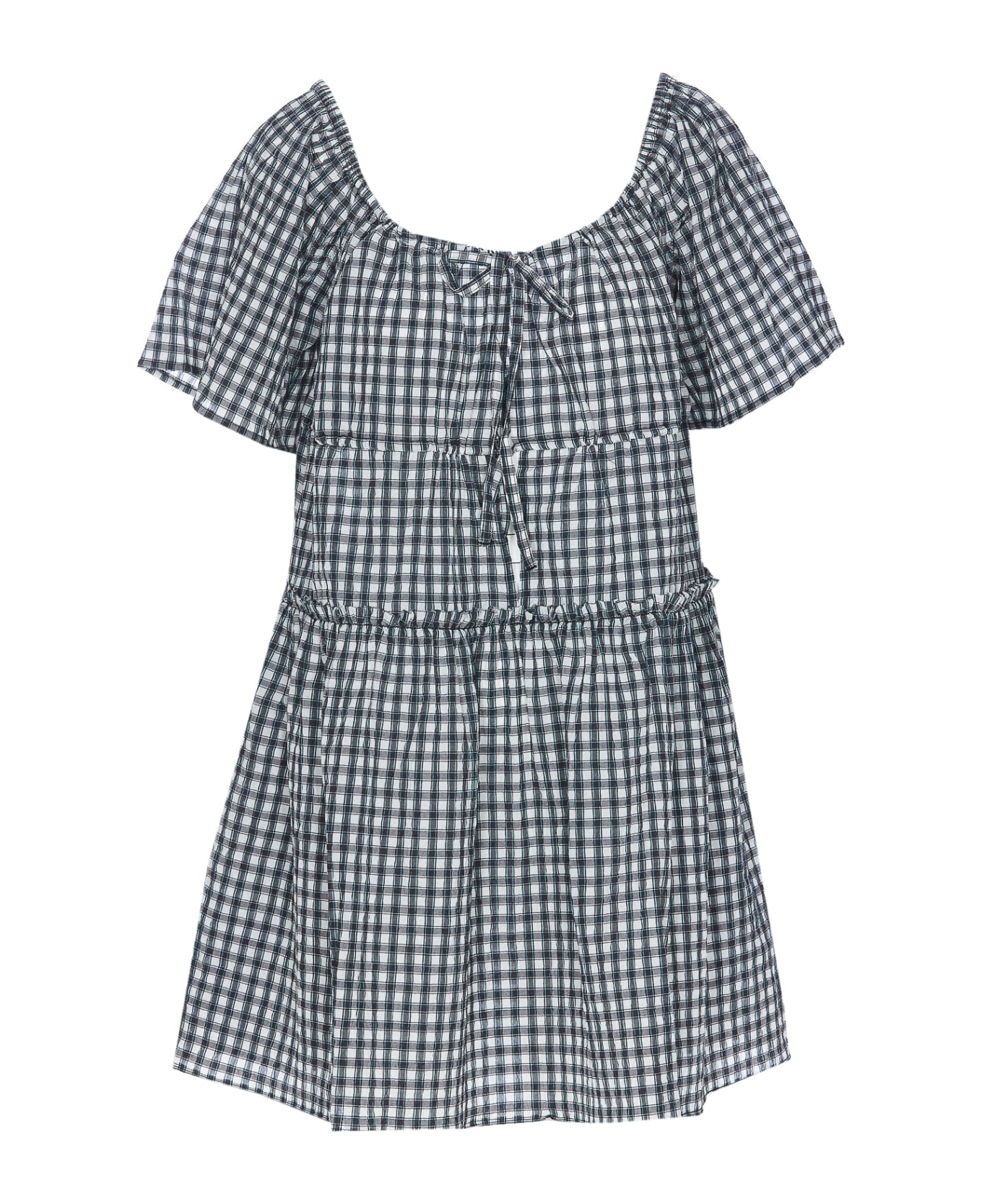 Ganni Seersucker Check Mini Layer Dress - Blue ワンピース＆ドレス