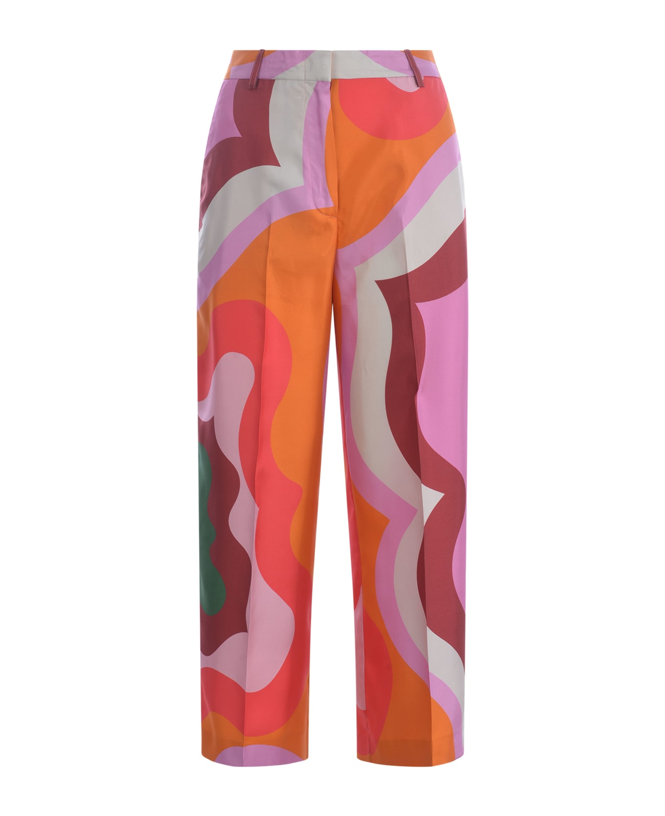 Etro Trousers Etro "color Block" In Silk - Arancione