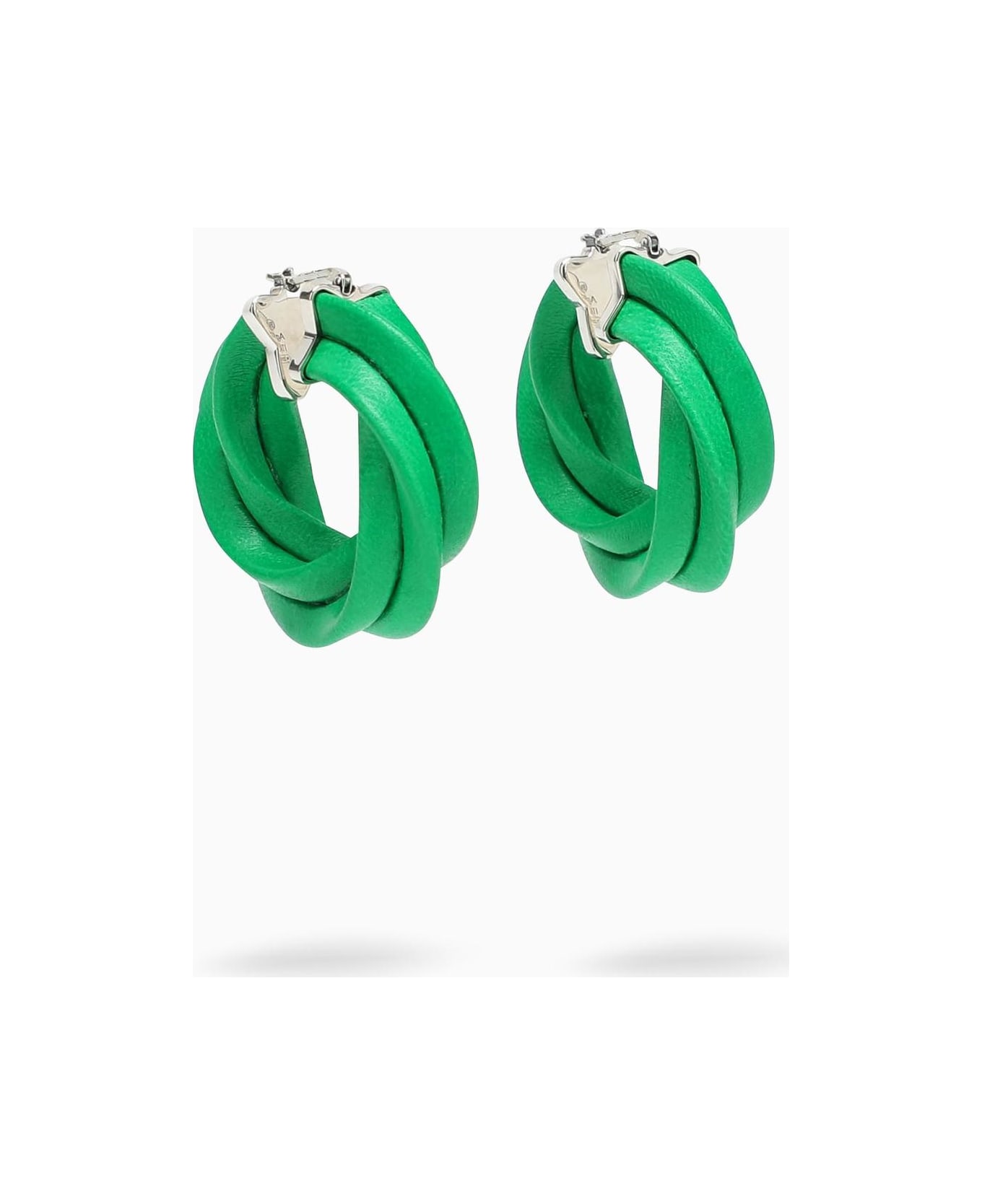 Bottega Veneta Green Twisted Hoop Earrings - Green イヤリング