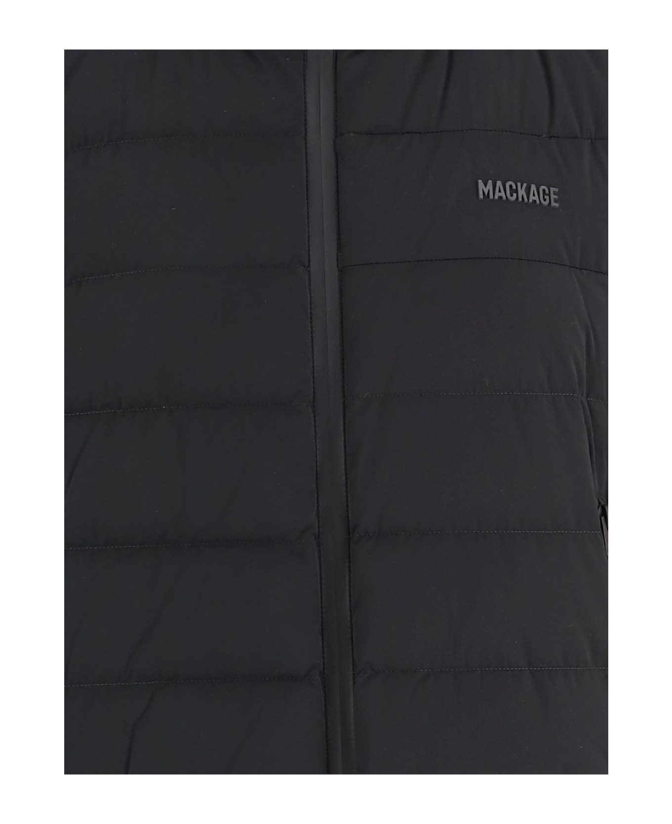 Mackage Stretch Wool Blend Jacket With Logo - Black