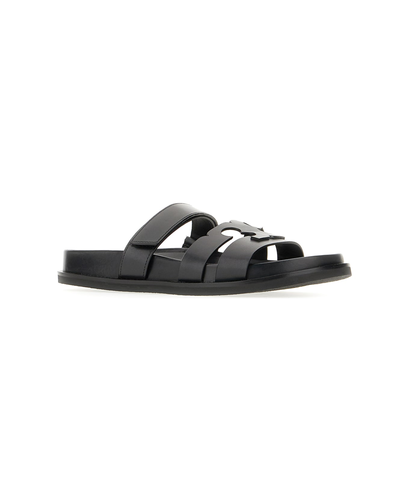 Tory Burch Black Leather Ines Sandals - PERFECT BLACK