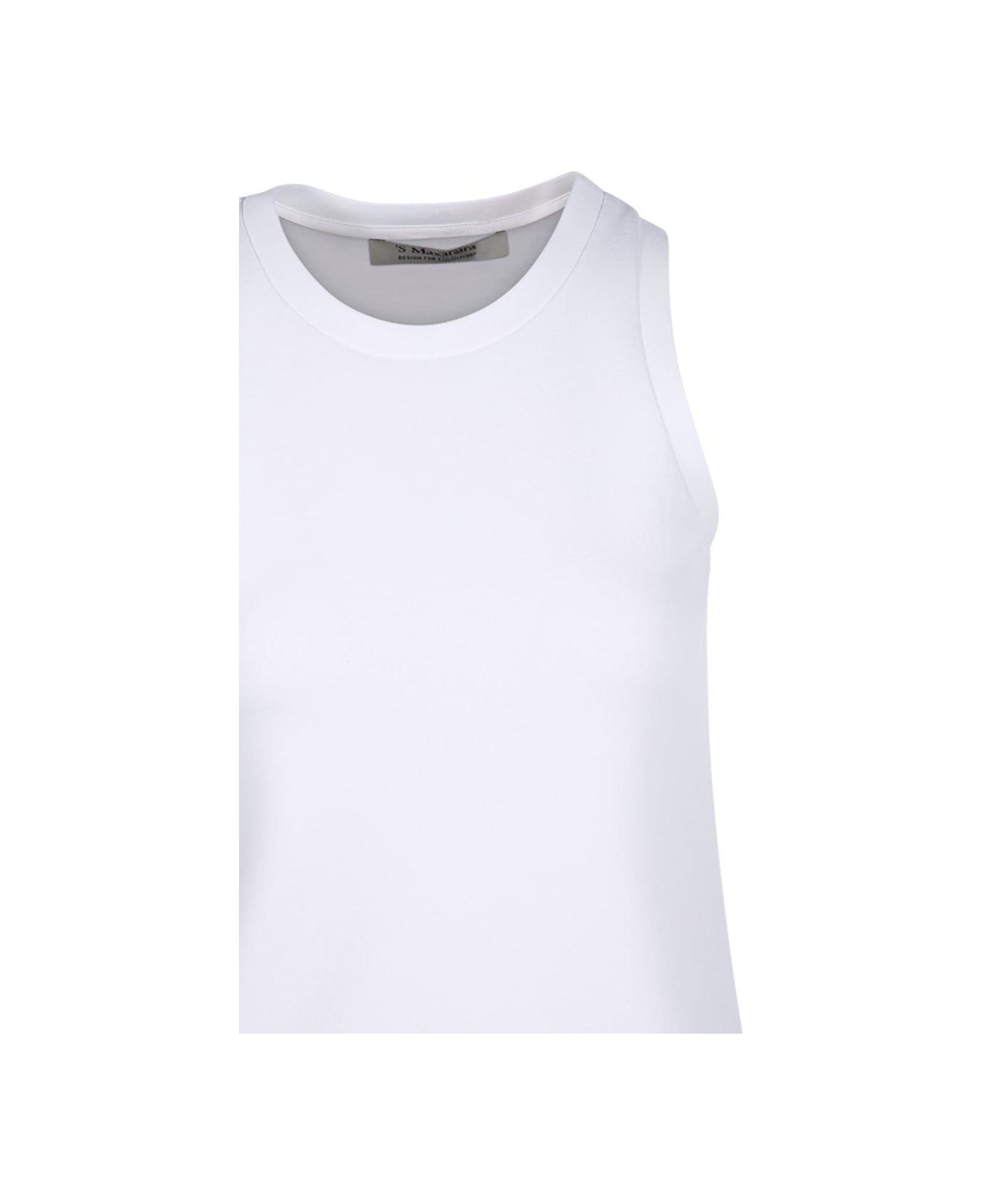 'S Max Mara Logo Embroidered Sleeveless Top - White