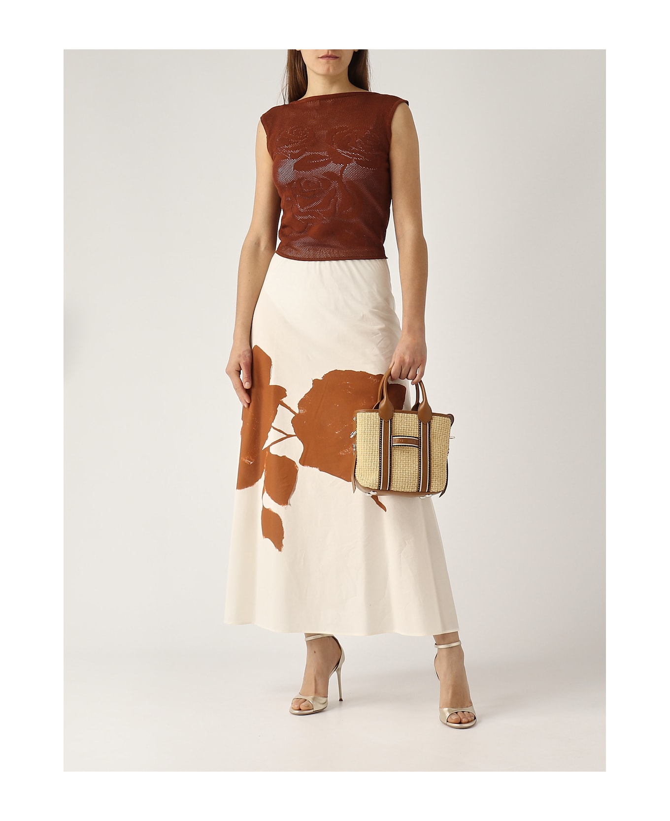 Hogan Script Shopping Piccola Rafia Shopping Bag - BEIGE-CUOIO