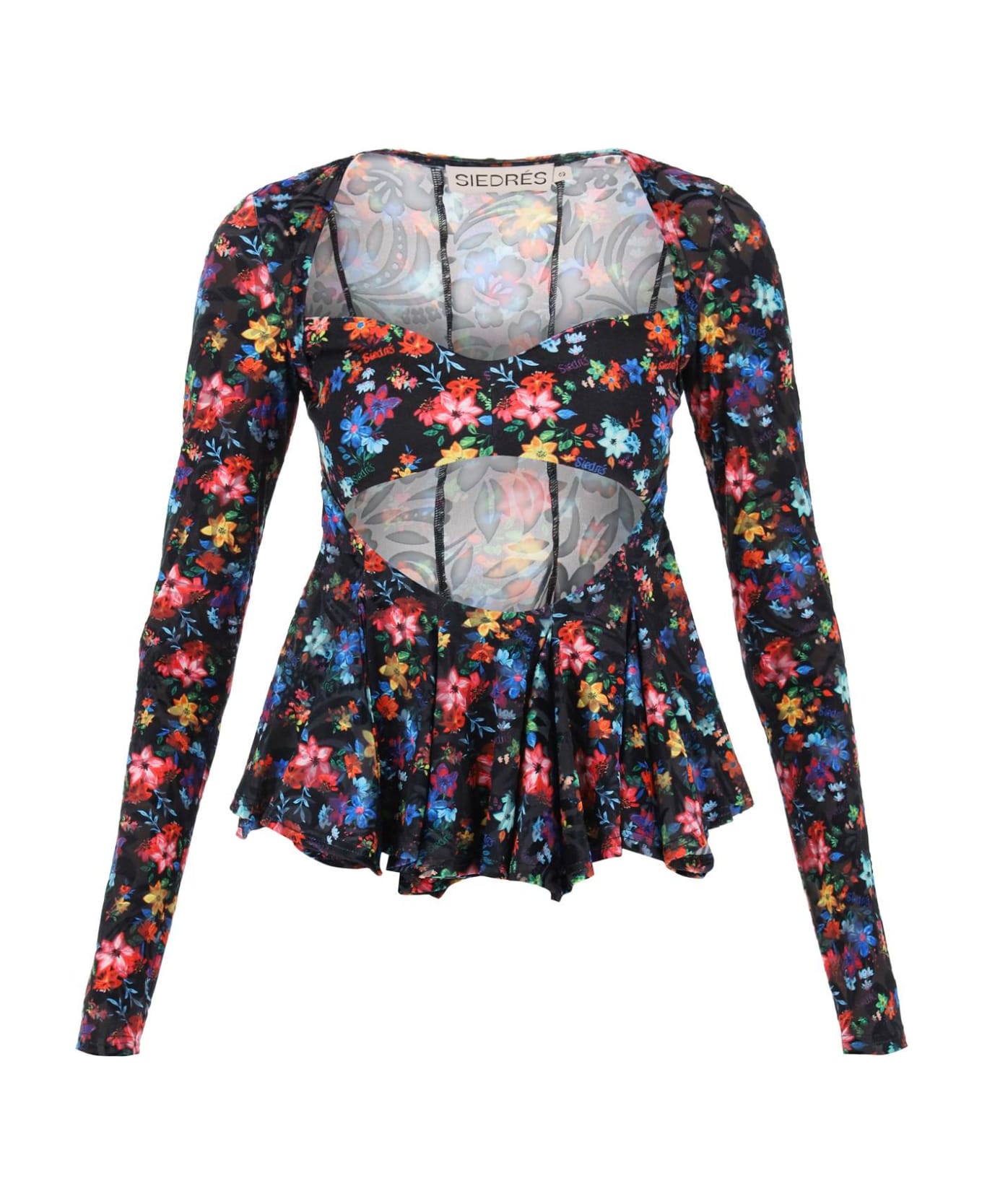 SIEDRES Loen Long-sleeved Top With Cut Out - MULTI (Black)