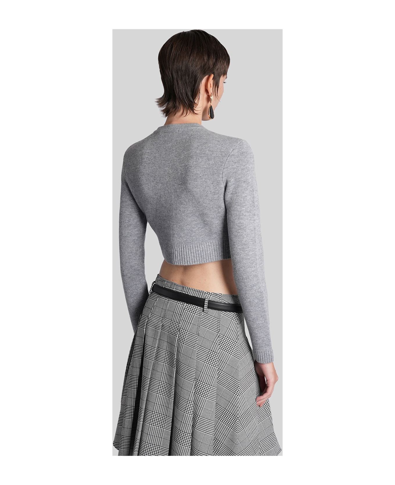 self-portrait Cardigan In Grey Wool - grey