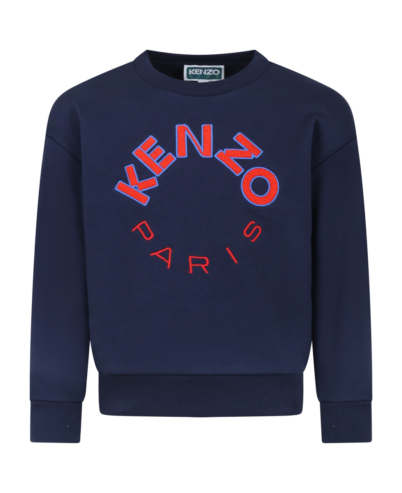 Kenzo Kids Blue Sweatshirt For Boy With Logo - Blu ニットウェア＆スウェットシャツ