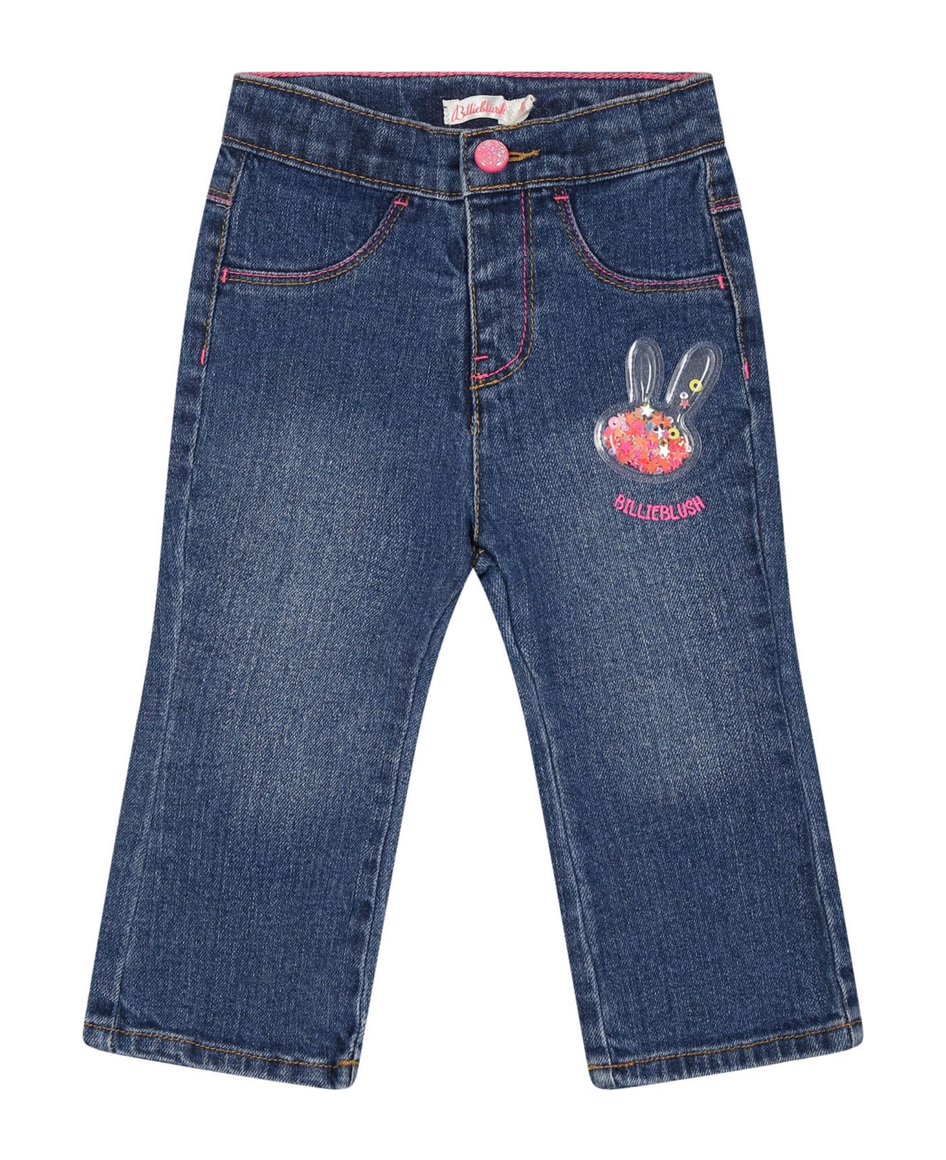 Billieblush Blue Jeans Pour Baby Girl With Logo - Denim
