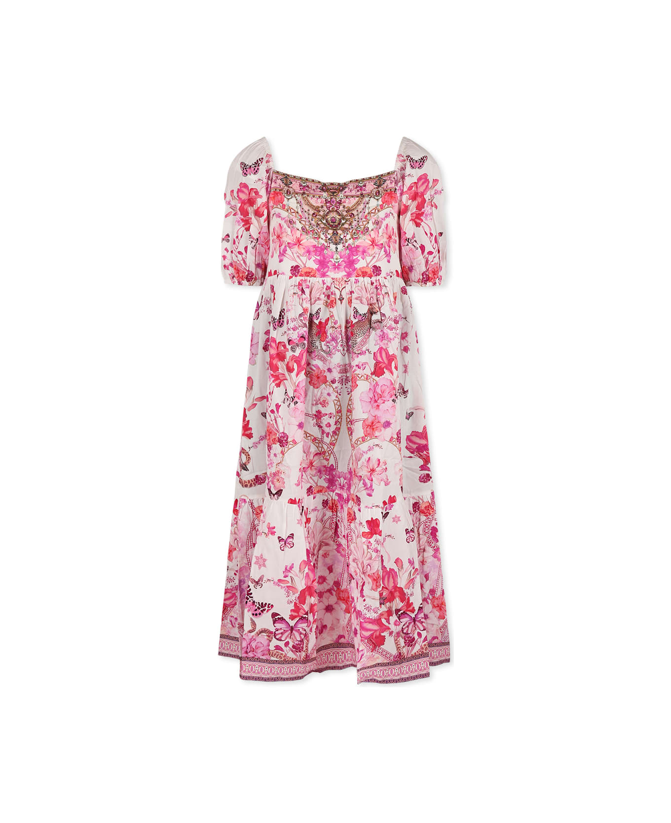 Camilla Pink Dress For Girl With Floral Print - Pink