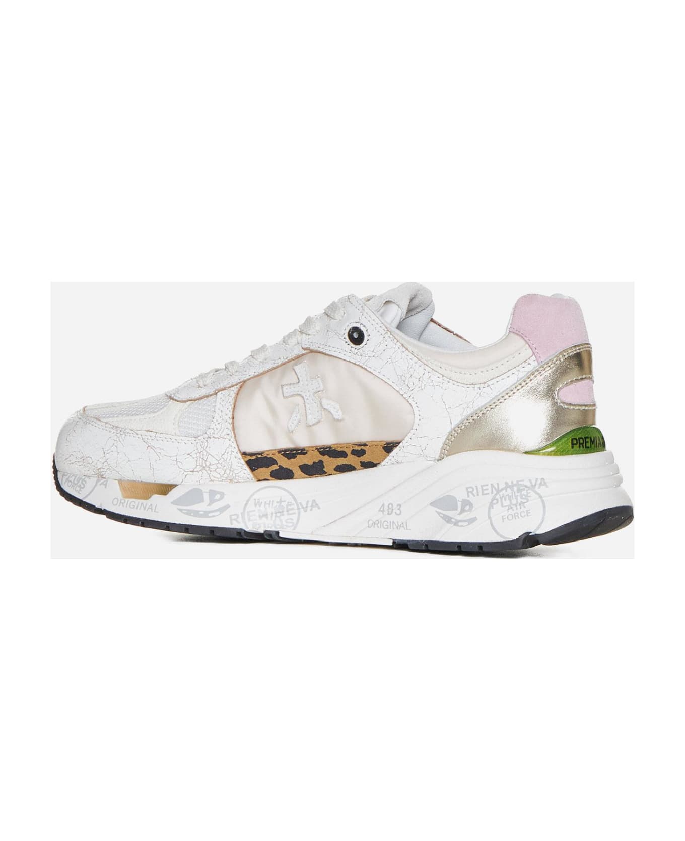 Premiata Mased Leather, Suede And Nylon Sneakers - Offwhite