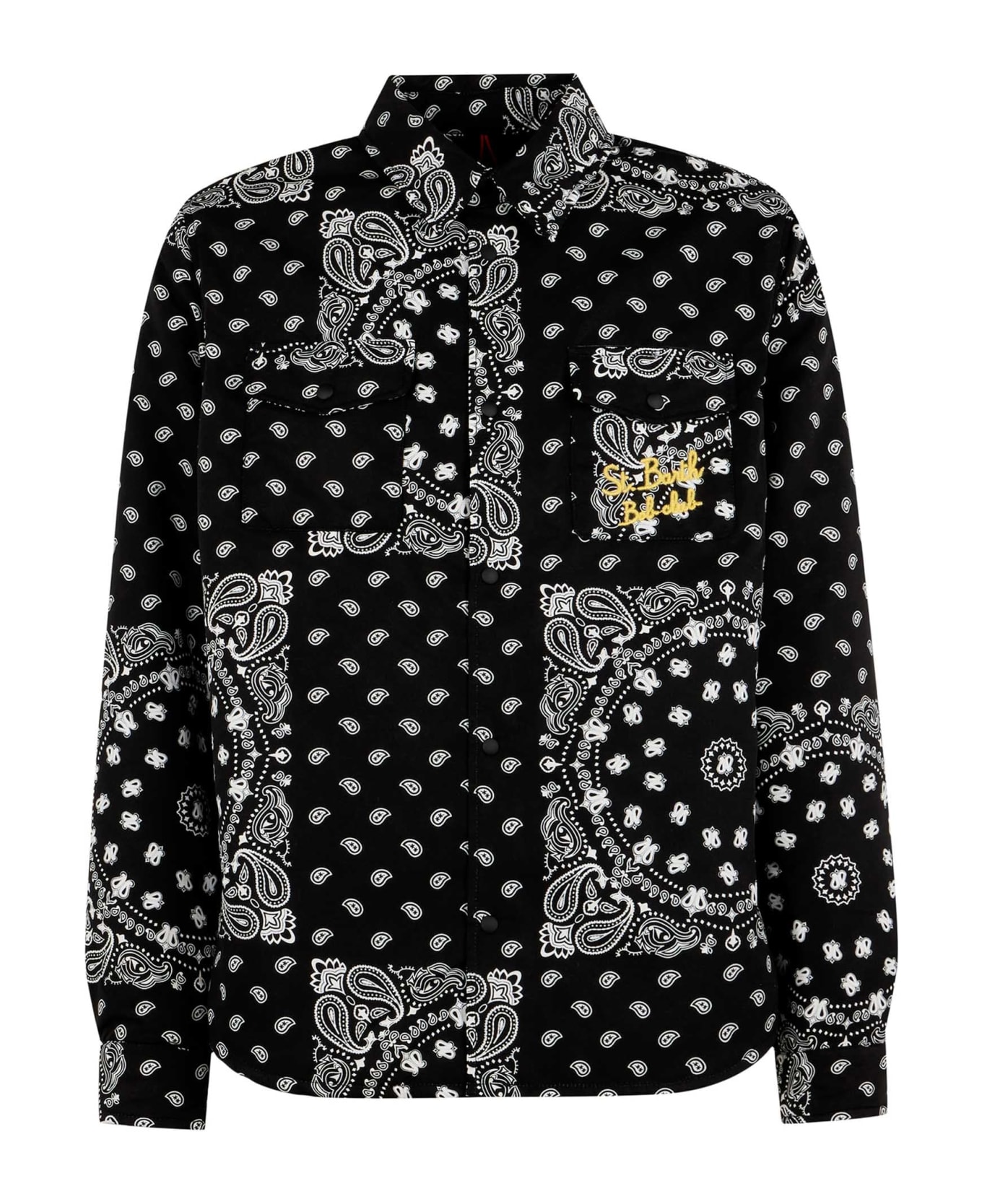 MC2 Saint Barth Overshirt With Pocket And St. Barth Bob Club Embroidery - BLACK