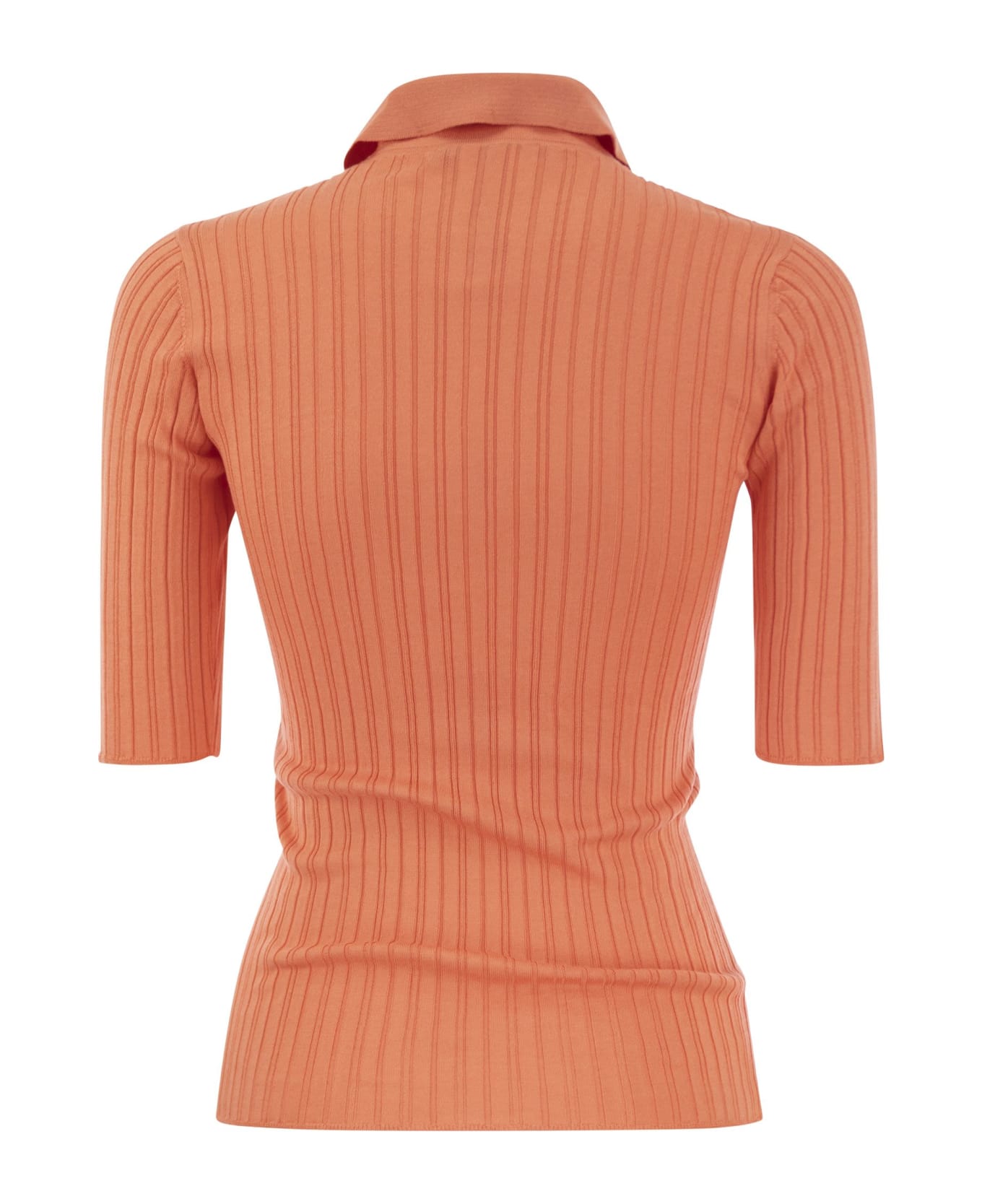 Fabiana Filippi Silk And Cotton Blend Polo Shirt - Orange